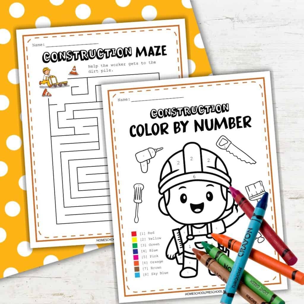 Free Construction Theme Preschool Printables For Kids Free Construction Theme Preschool Printables For Kids