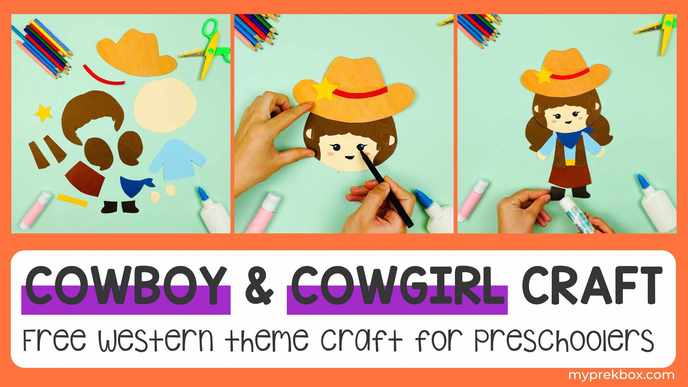 Free Cowboy And Cowgirl Craft Western Themed Craft For Kids