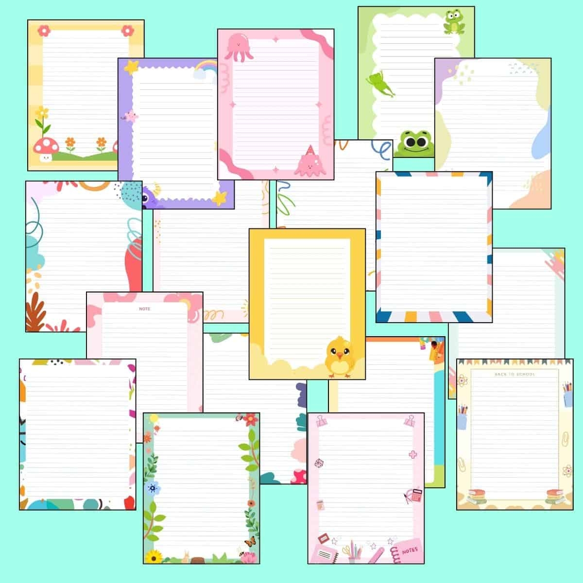FREE Cute Lined Paper Borders PDF