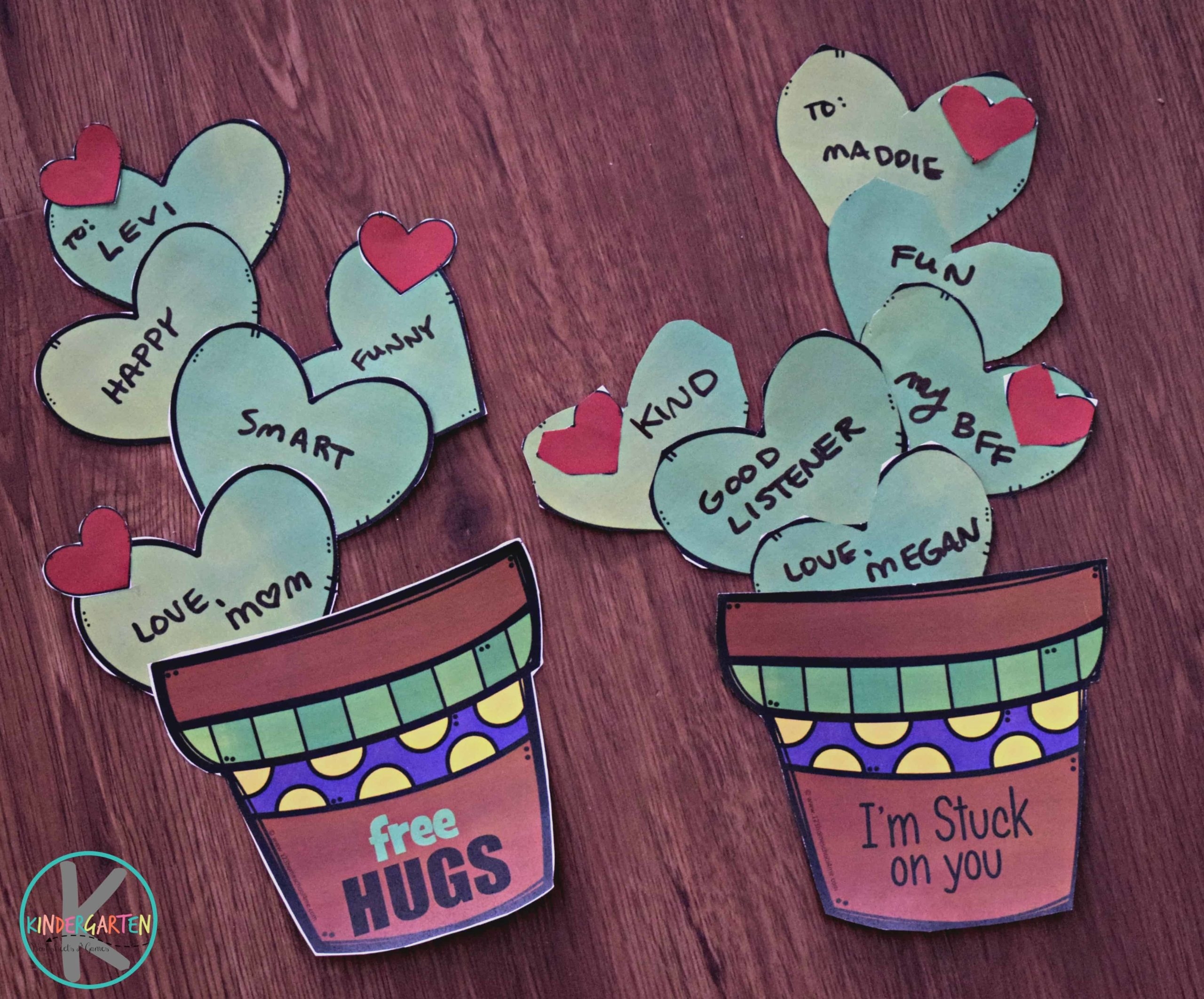 FREE Cute Printable Heart Cactus Craft For Valentines Day