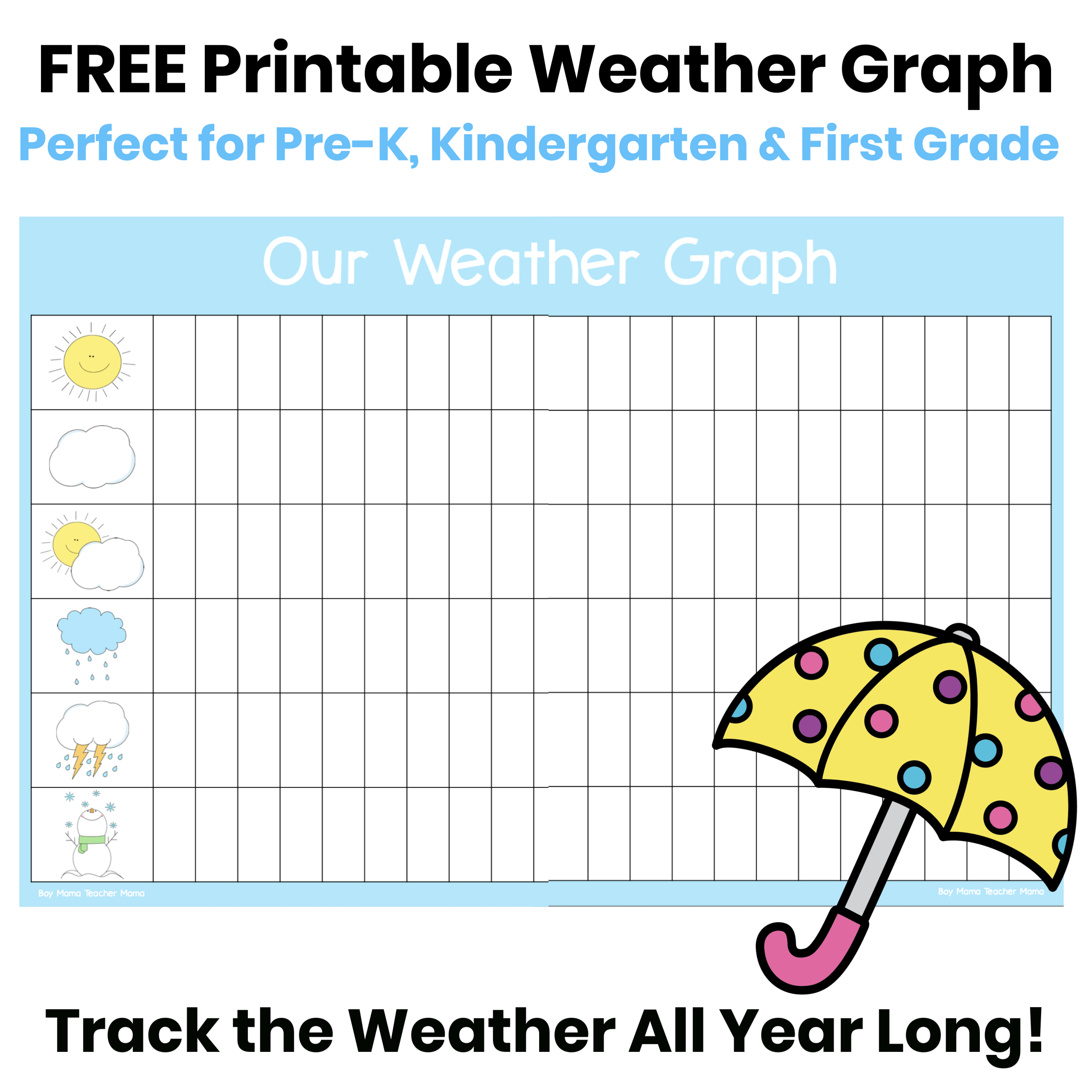 Free Daily Weather Graph For Pre K Kindergarten And First Grade