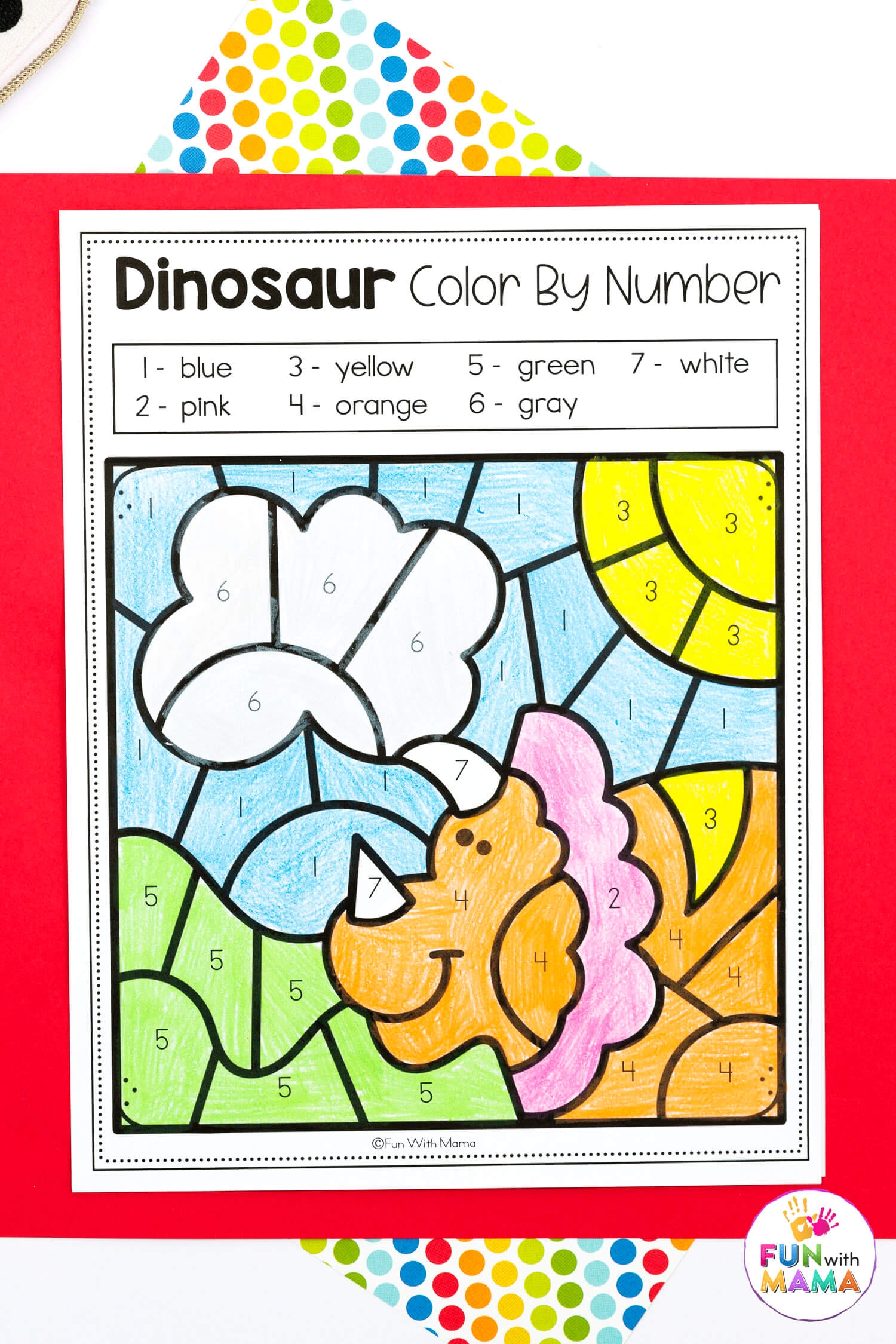 Free Dinosaur Color By Number Printables Fun With Mama