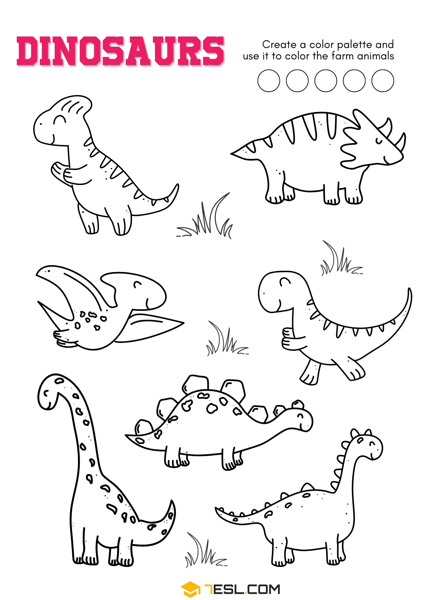Free Dinosaur Worksheets For Kids Coloring Math Tracing PDF 7ESL