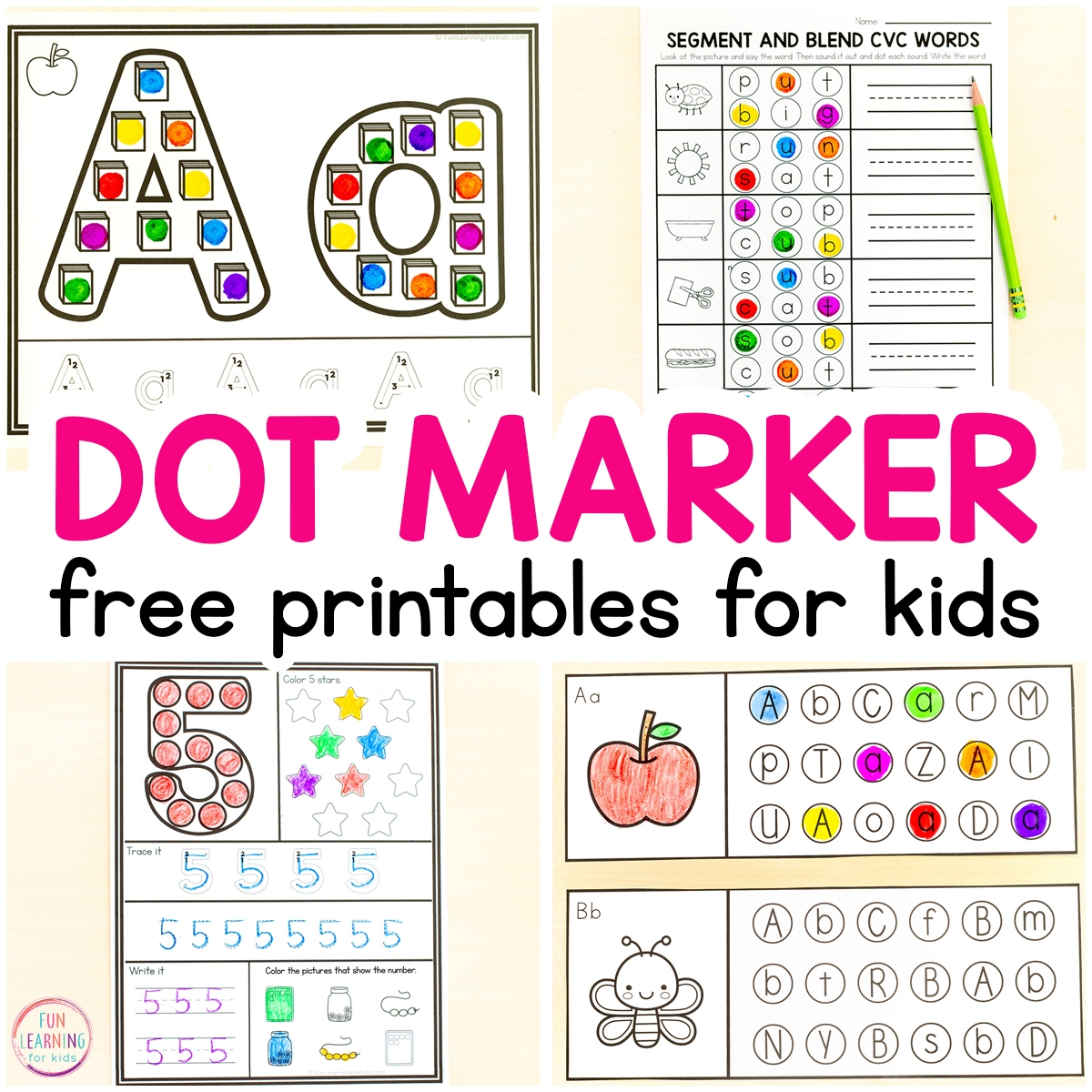 Free Dot Marker Printables For Kids In Preschool Kindergarten And First Grade Free Dot Marker Printables For Kids In Preschool Kindergarten And First Grade
