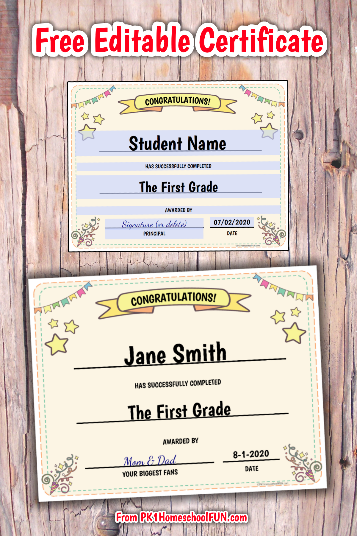 Free Editable Award Certificate For Kids PK1Kids
