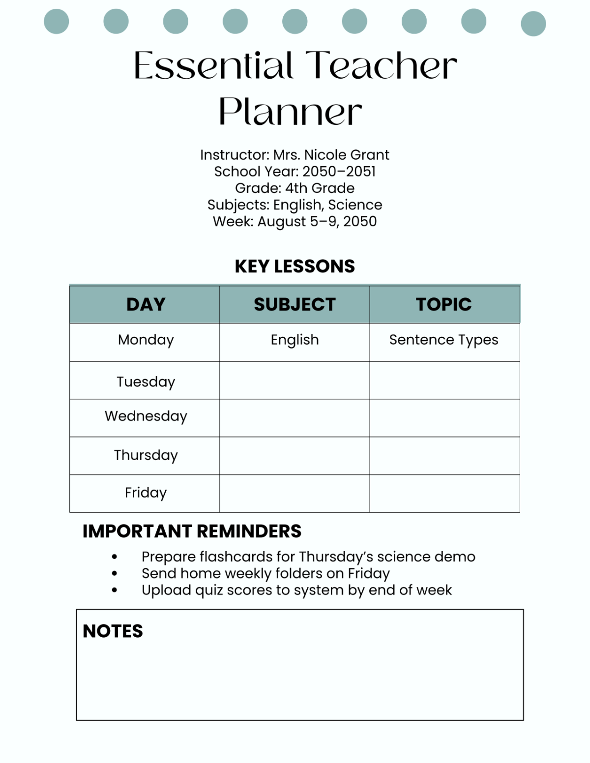 Free Essential Teacher Planner Template To Edit Online Free Essential Teacher Planner Template To Edit Online