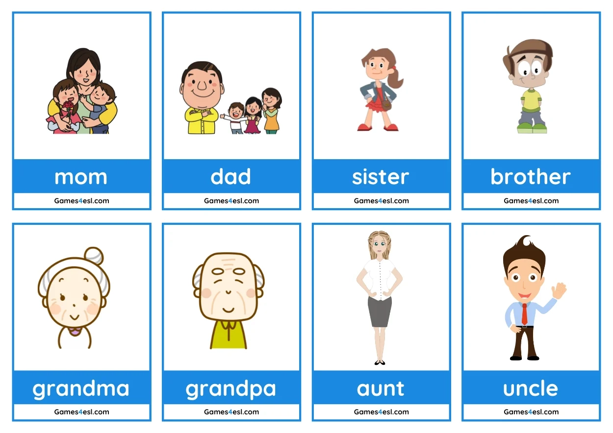Free Family Flashcards For Teaching Members Of The Family In English Games4esl Free Family Flashcards For Teaching Members Of The Family In English Games4esl