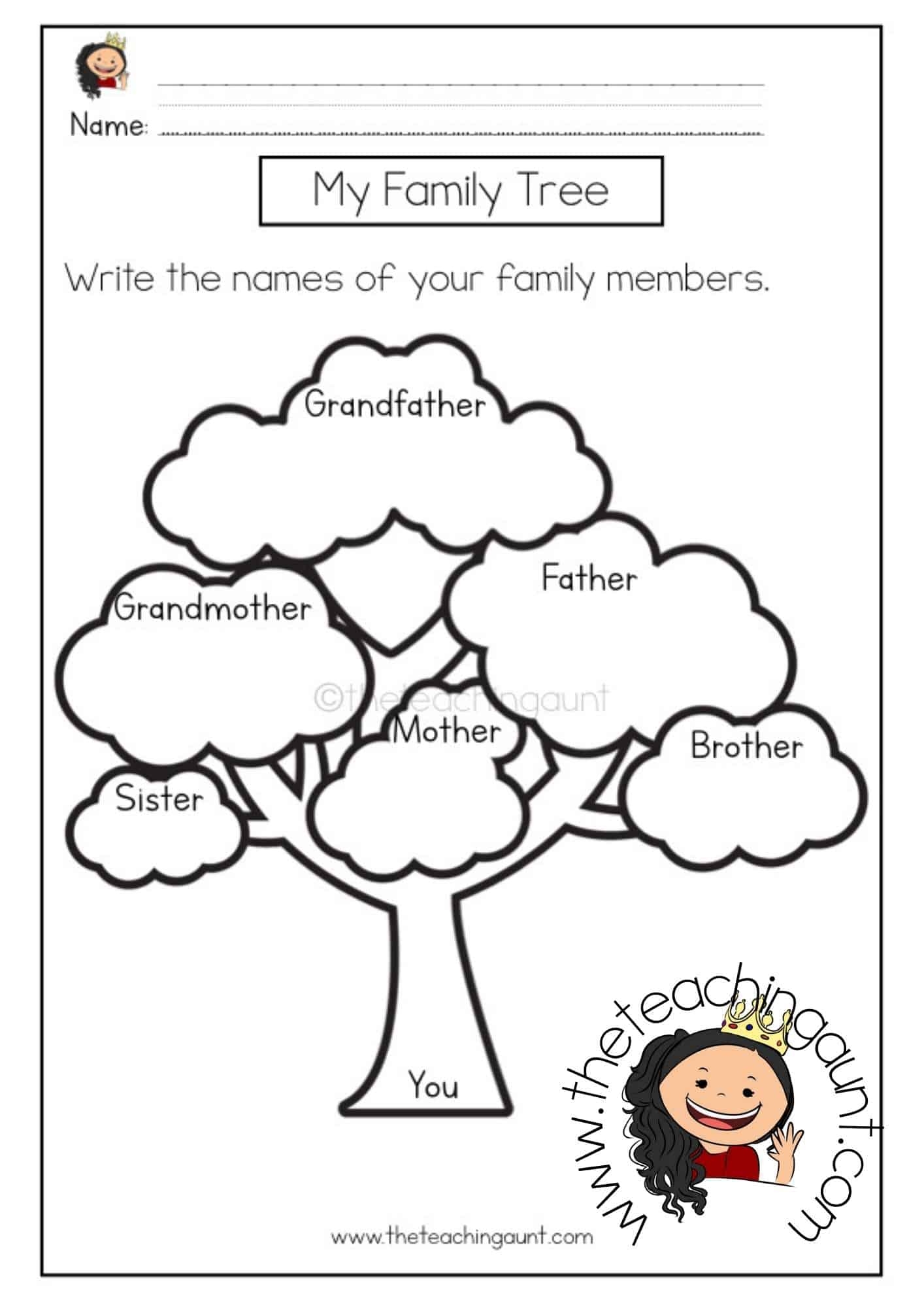 Free Family Members Worksheets For Preschool The Teaching Aunt Worksheets Library