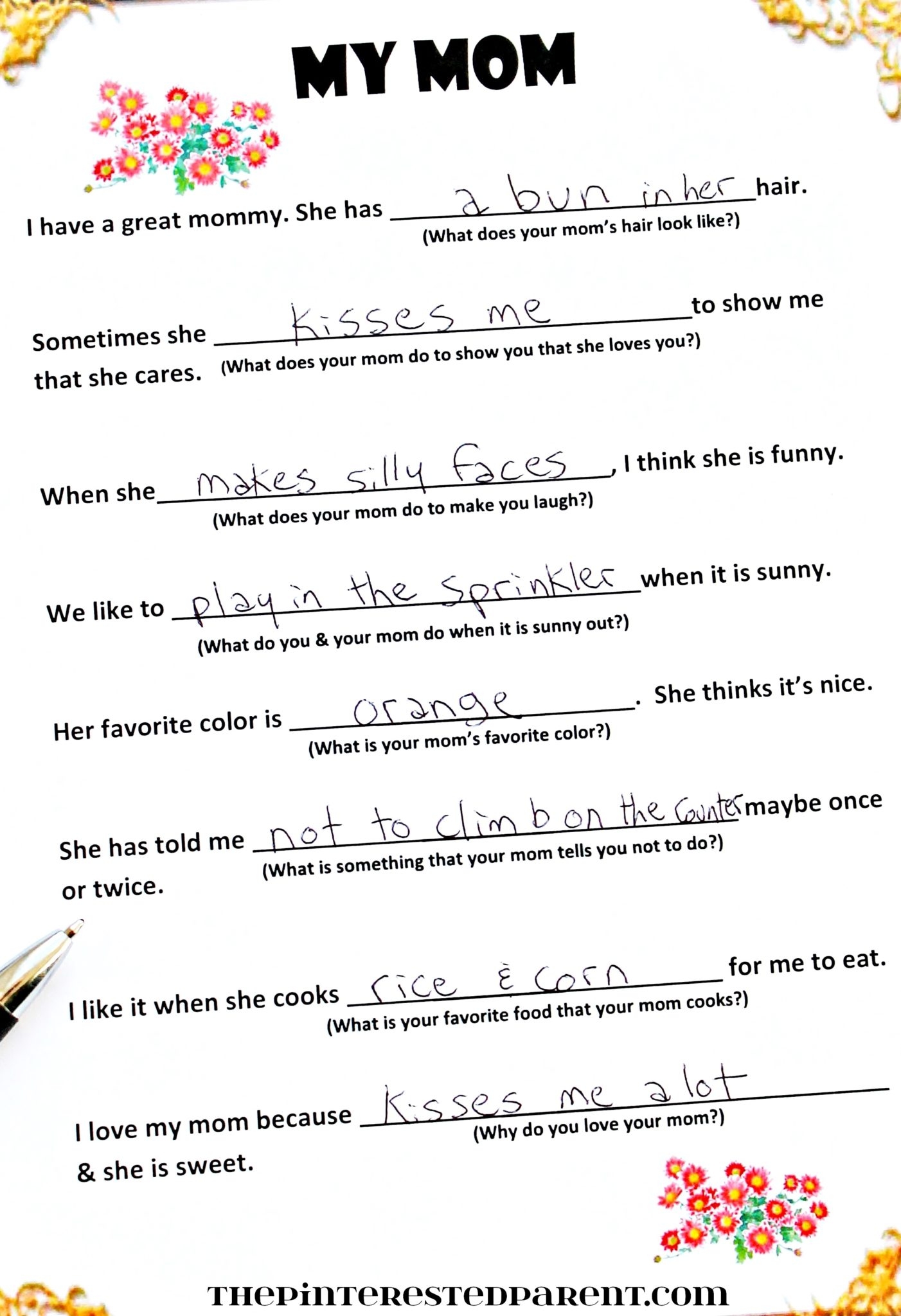 Free Fill In Mother s Day Poem The Pinterested Parent Free Fill In Mother s Day Poem The Pinterested Parent