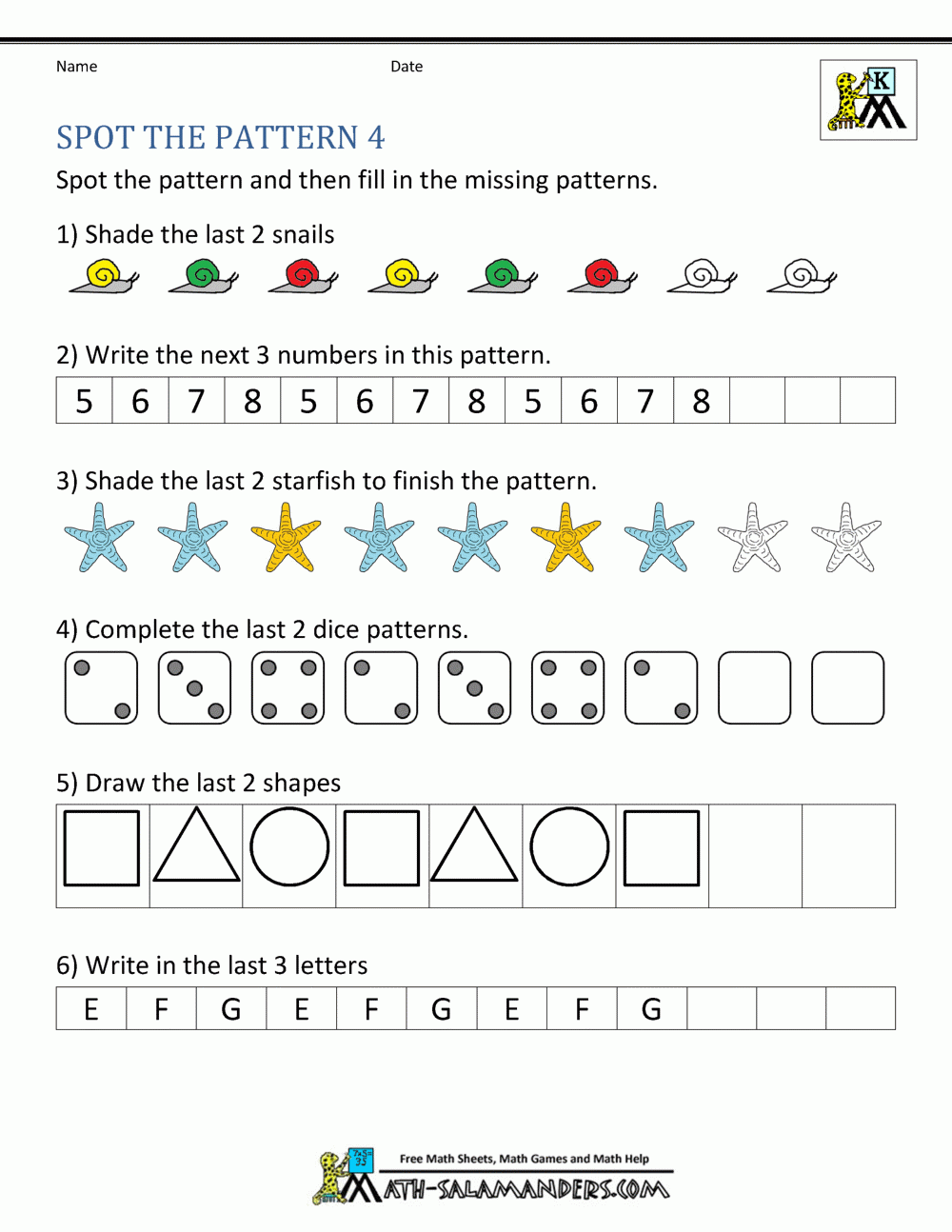 Free Kindergarten Worksheets Spot The Patterns Free Kindergarten Worksheets Spot The Patterns