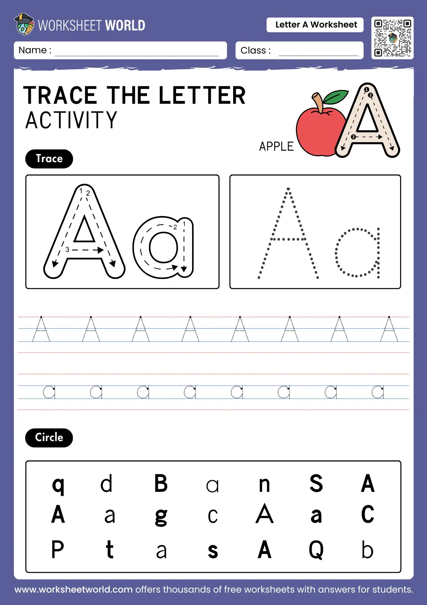 Free Letter A Worksheet Printable For Preschool And Kindergarten Worksheet World