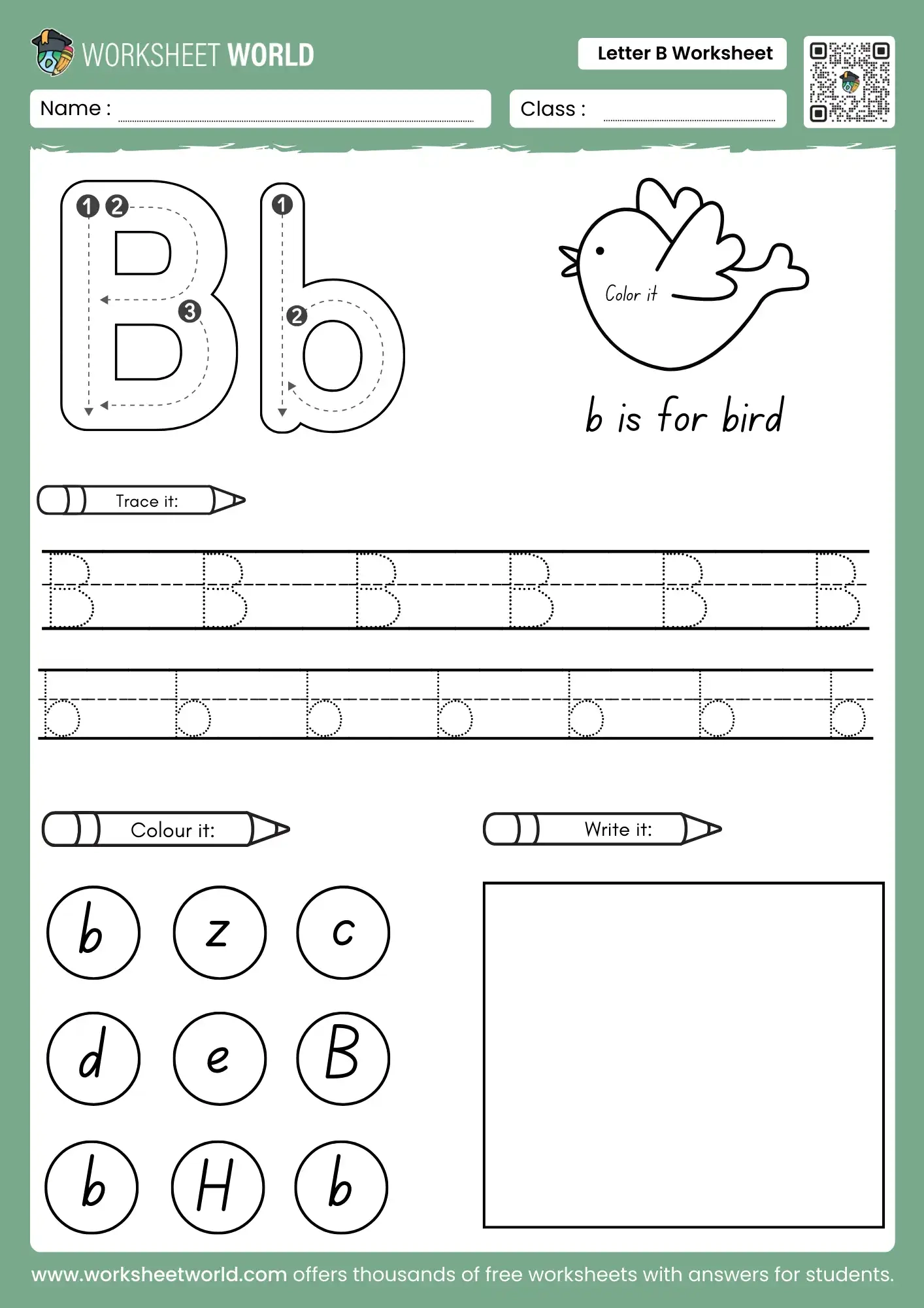 Free Letter B Worksheet For Preschool And Kindergarten PDF Worksheet World Free Letter B Worksheet For Preschool And Kindergarten PDF Worksheet World