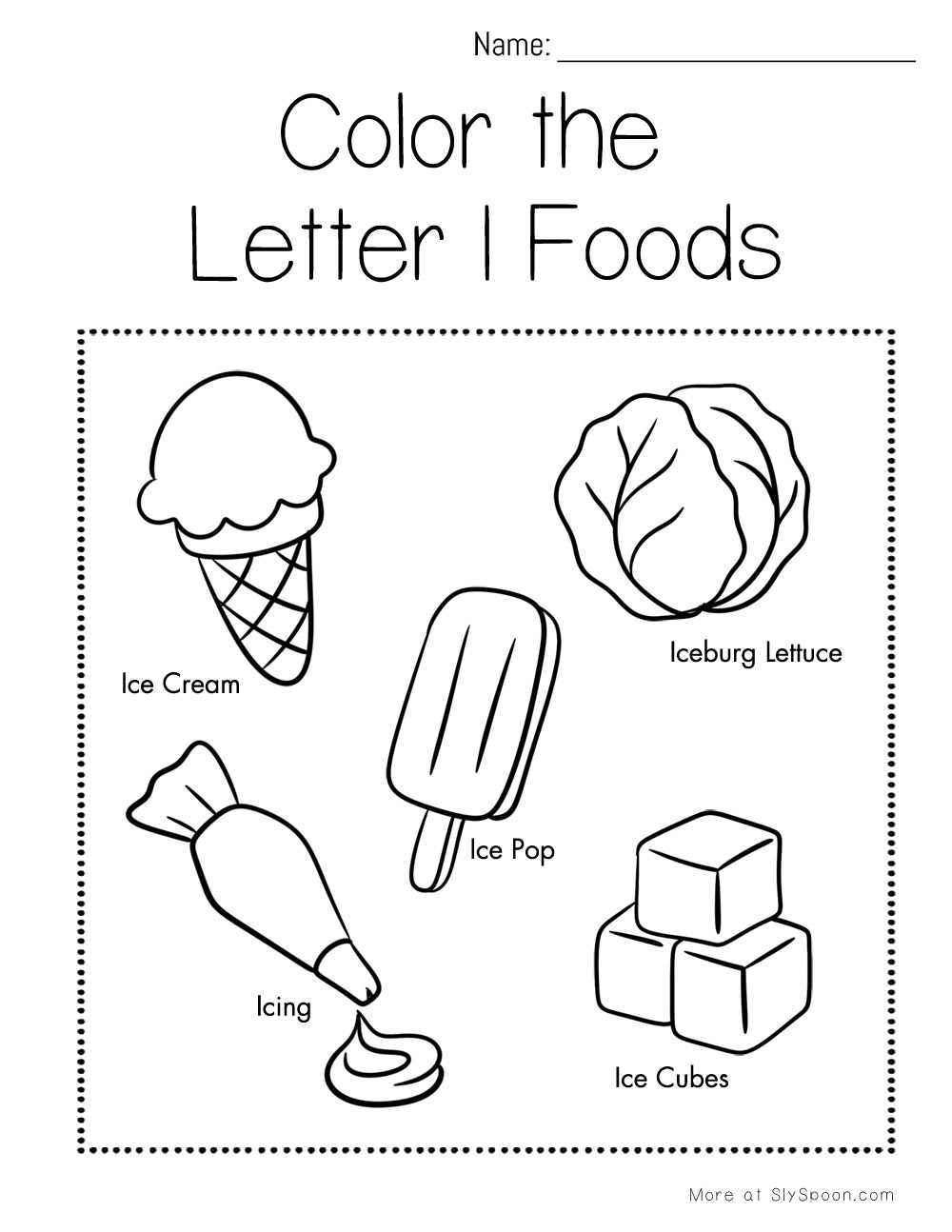 Free Letter I Food Printables For Preschool Ice Cream Icing More Sly Spoon