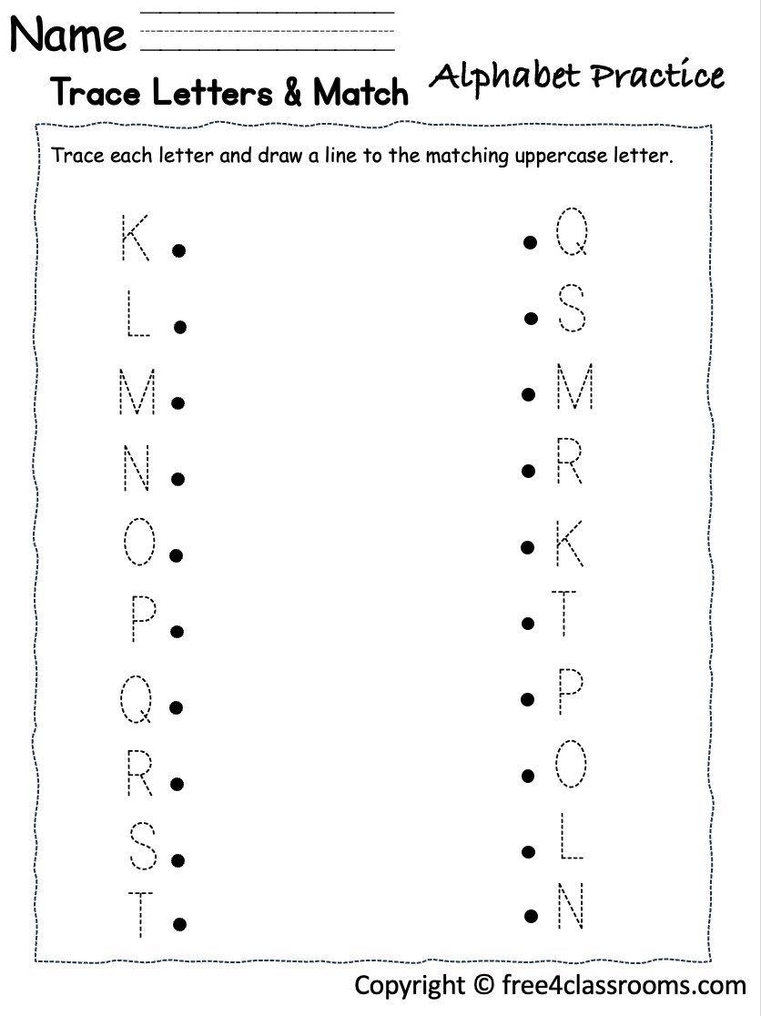 Free Letter Tracing And Matching Letters Worksheet Printable Free Letter Tracing And Matching Letters Worksheet Printable