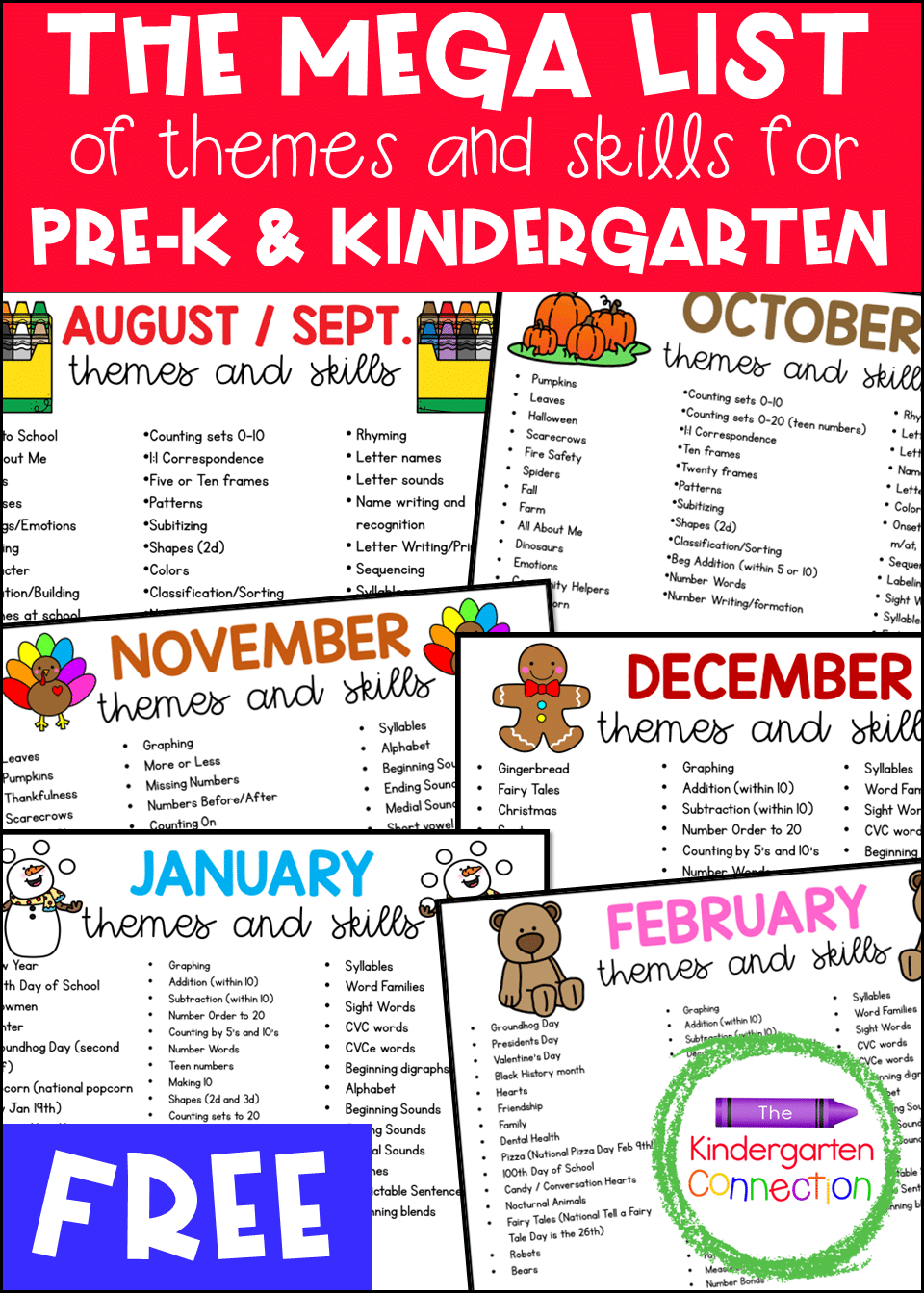 Free List Of Themes Skills For Pre K And Kindergarten Lesson Plans Free List Of Themes Skills For Pre K And Kindergarten Lesson Plans