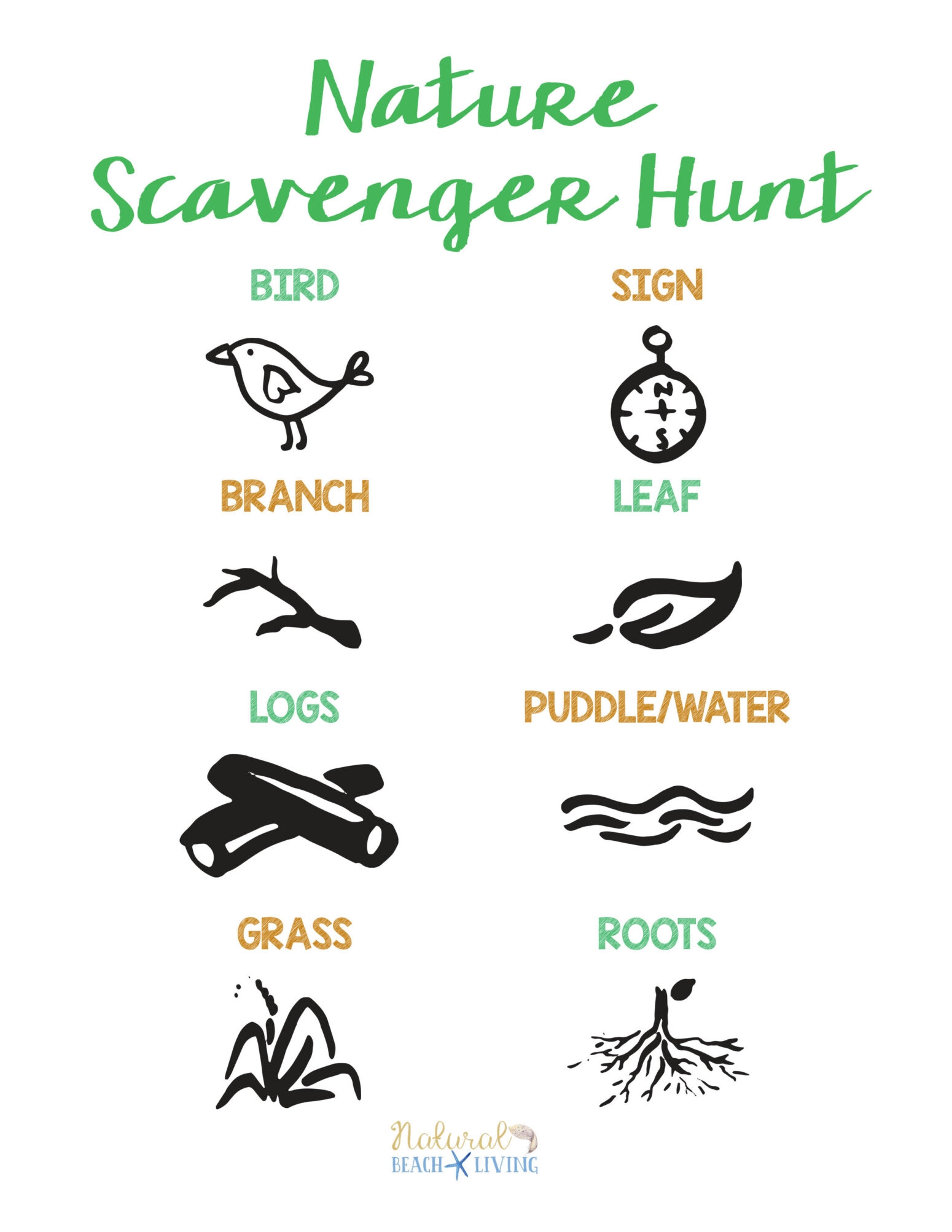 Free Nature Scavenger Hunt For Kids Natural Beach Living