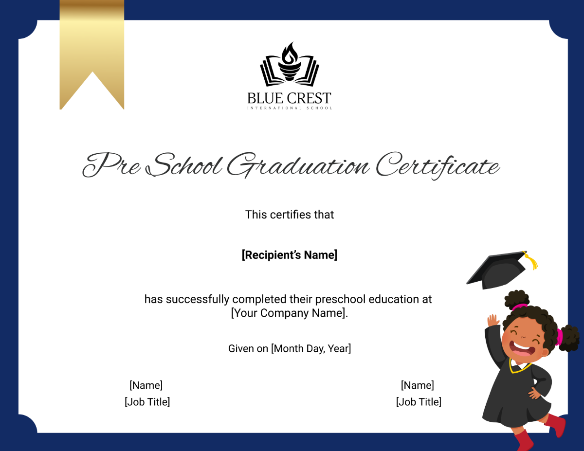 Free Pre School Graduation Certificate Template To Edit Online