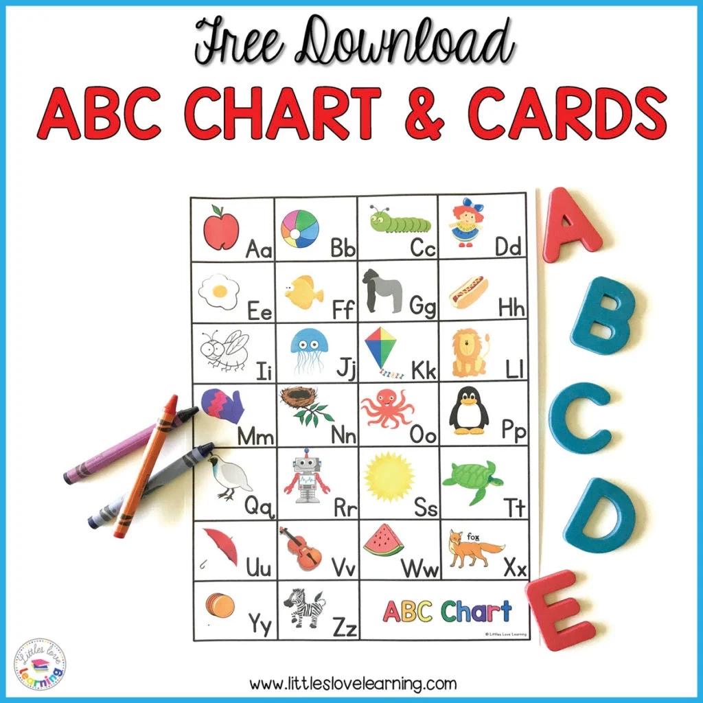 FREE Preschool Kindergarten ABC Flashcards Printable Chart