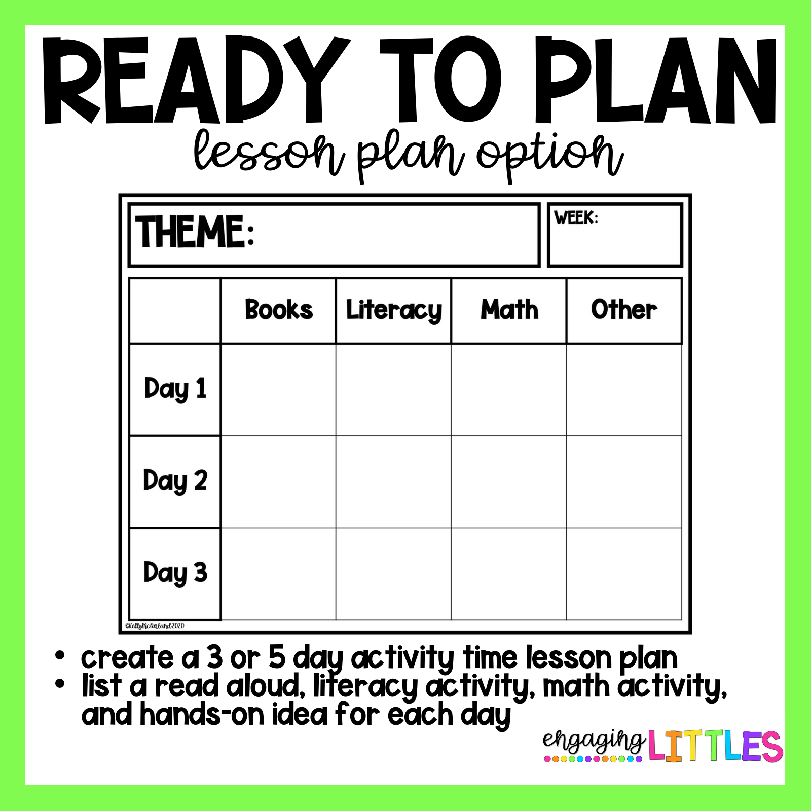 FREE PRESCHOOL PLANNING PAGES Engaging Littles