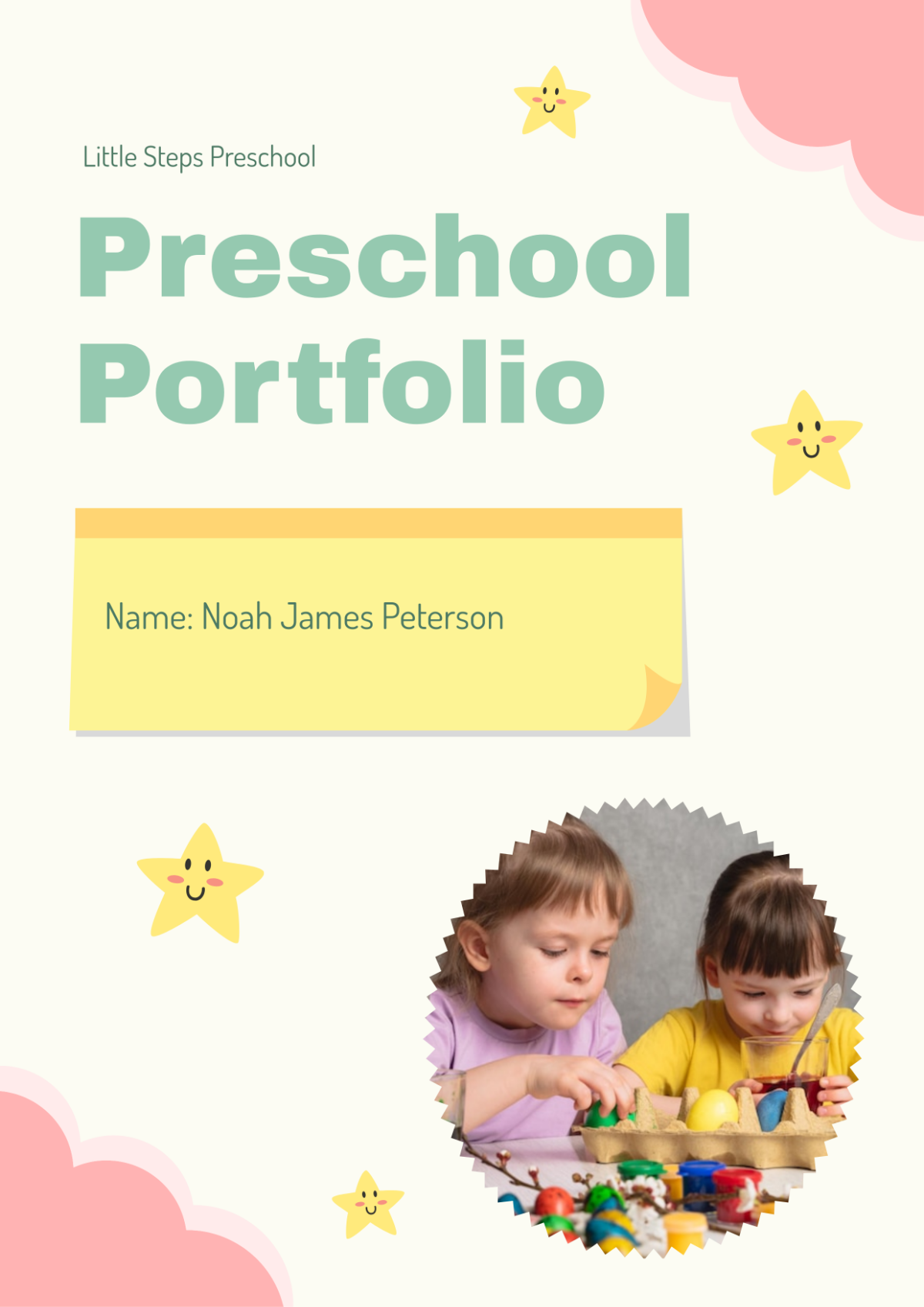 Free Preschool Portfolio Cover Page Template To Edit Online
