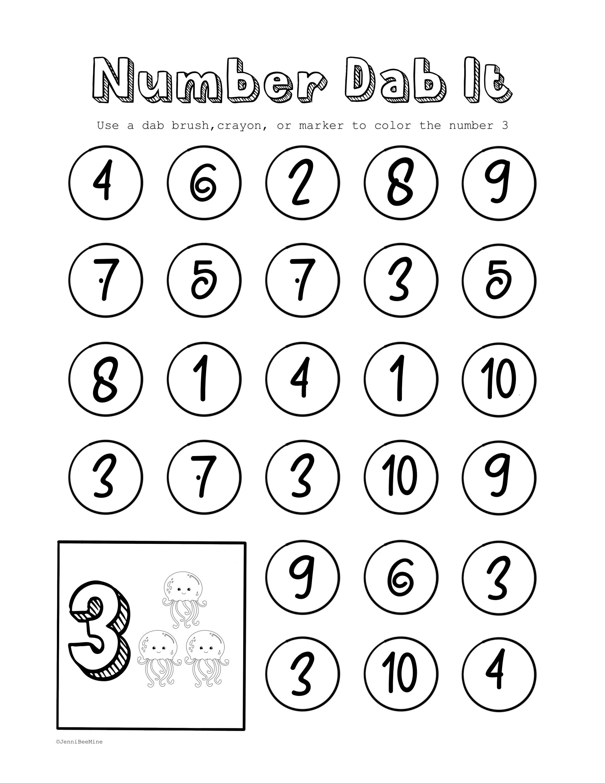 Free Preschool Printables Number 3 Jennibeemine