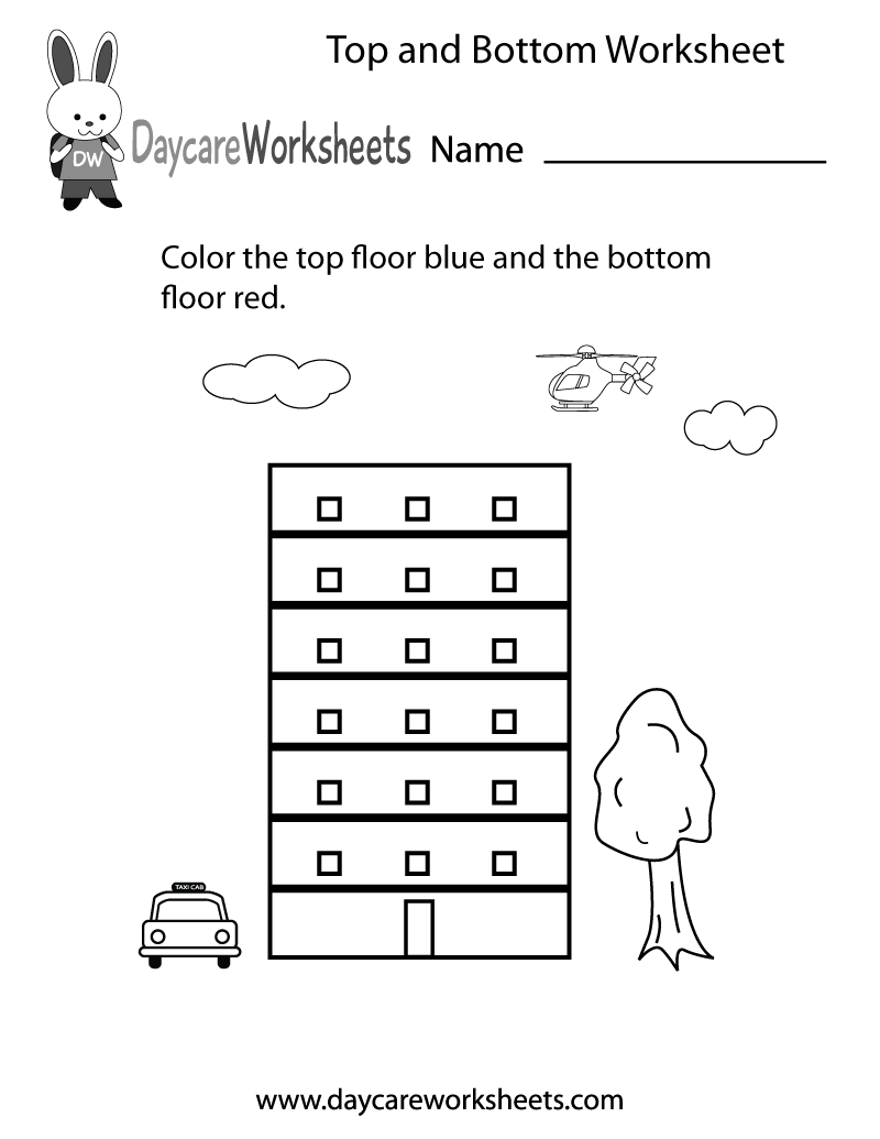 Free Preschool Top And Bottom Worksheet Free Preschool Top And Bottom Worksheet
