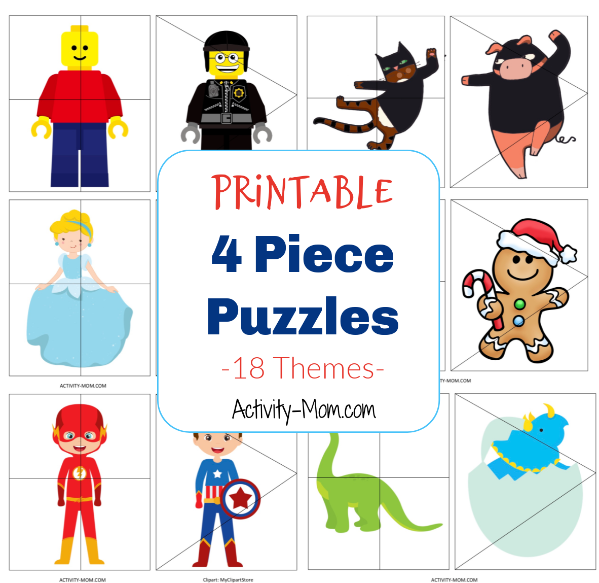 Free Printable 4 Piece Puzzles For Kids The Activity Mom Free Printable 4 Piece Puzzles For Kids The Activity Mom
