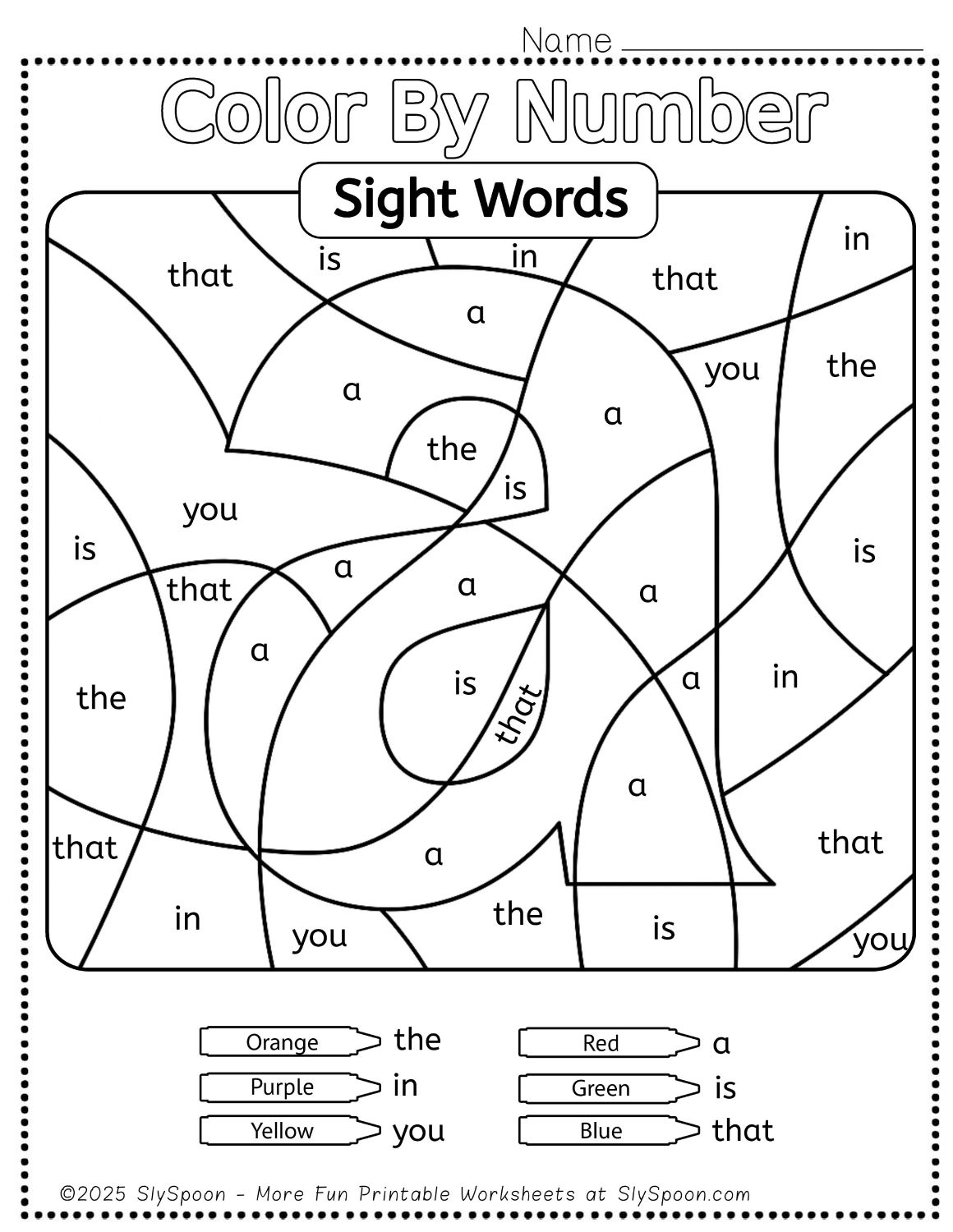Free Printable A Sight Word Worksheets For Kindergarten First Grade Sly Spoon