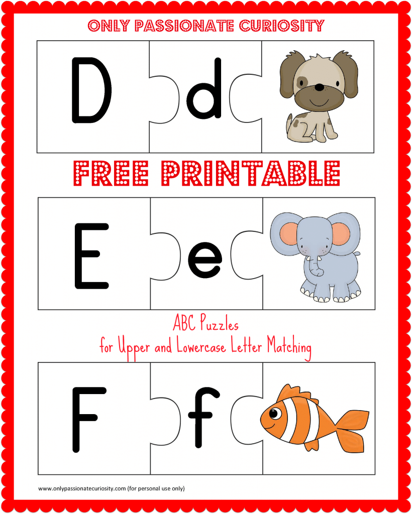FREE Printable ABC Puzzles Upper And Lowercase Letter Matching Only Passionate Curiosity FREE Printable ABC Puzzles Upper And Lowercase Letter Matching Only Passionate Curiosity