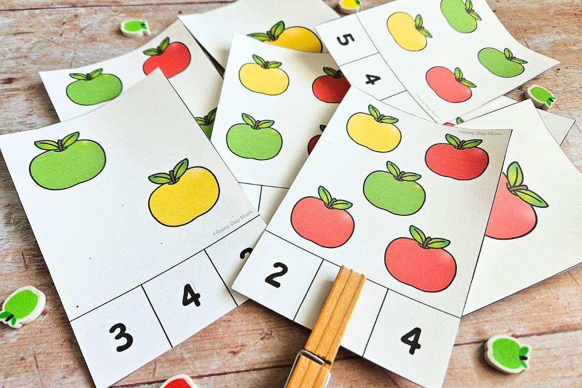 Free Printable Apple Count And Clip Cards Rainy Day Mum