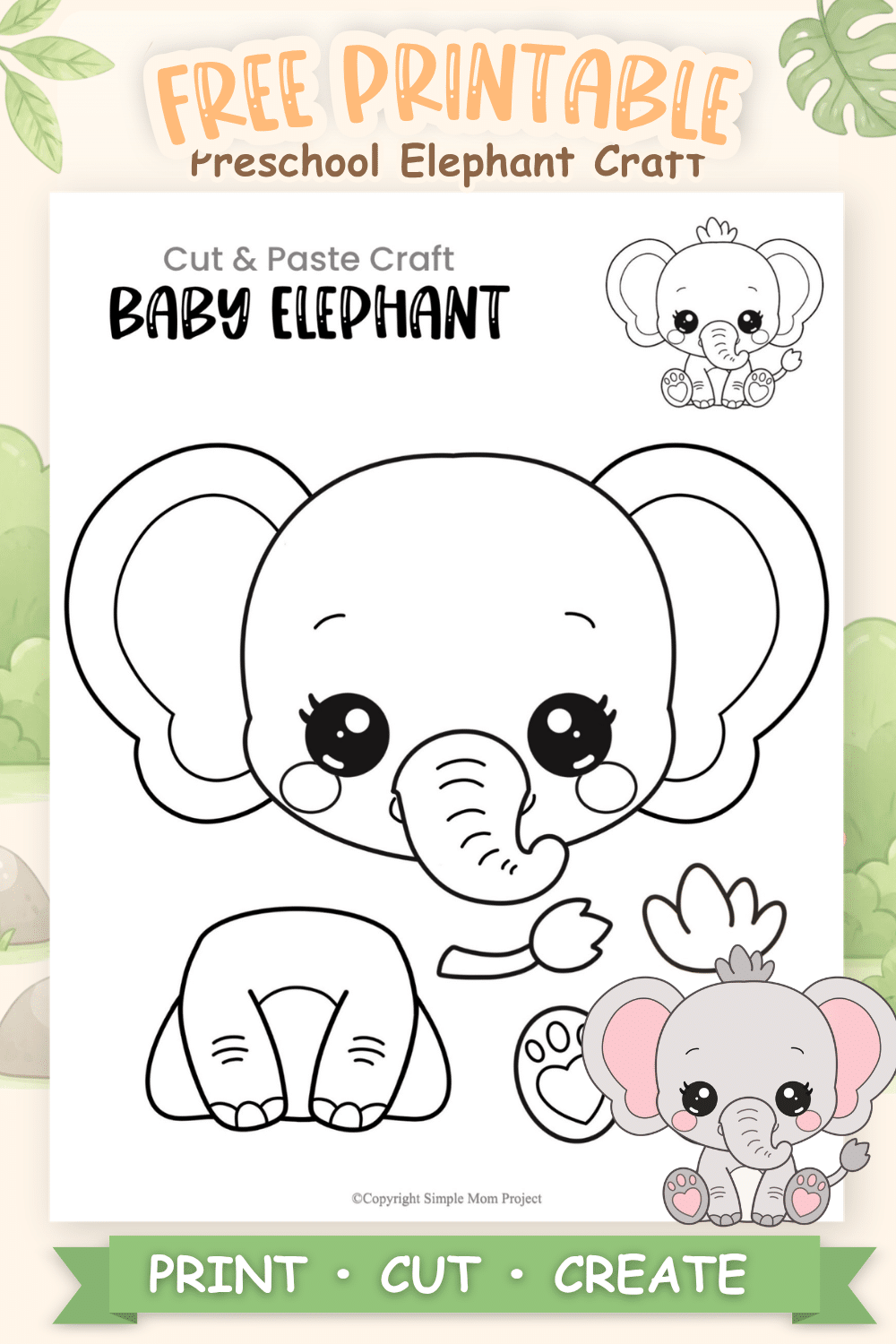 Free Printable Baby Elephant Craft Template Easy Cut And Paste Activity For Kids Simple Mom Project Free Printable Baby Elephant Craft Template Easy Cut And Paste Activity For Kids Simple Mom Project