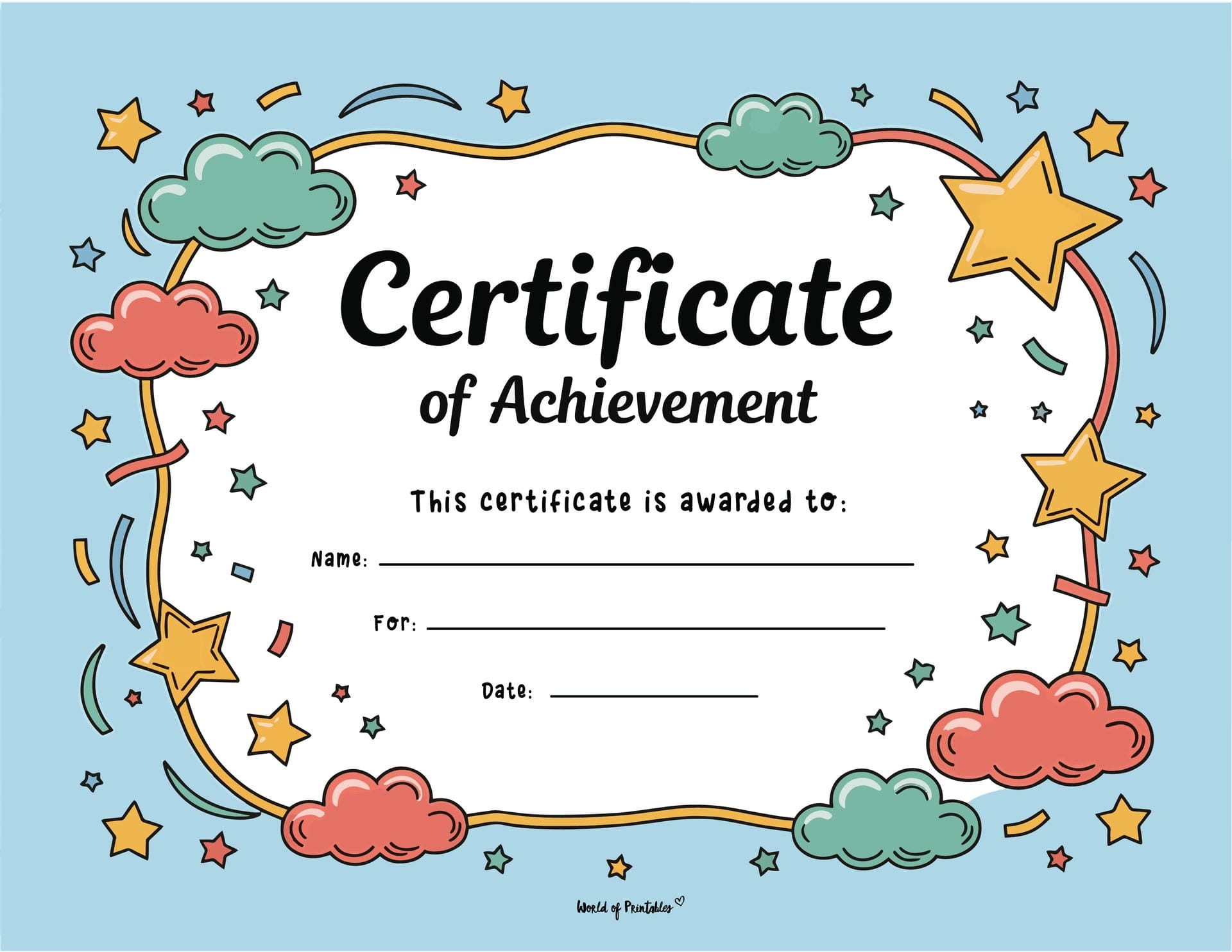 Free Printable Certificate Of Achievement Templates For Kids World Of Printables