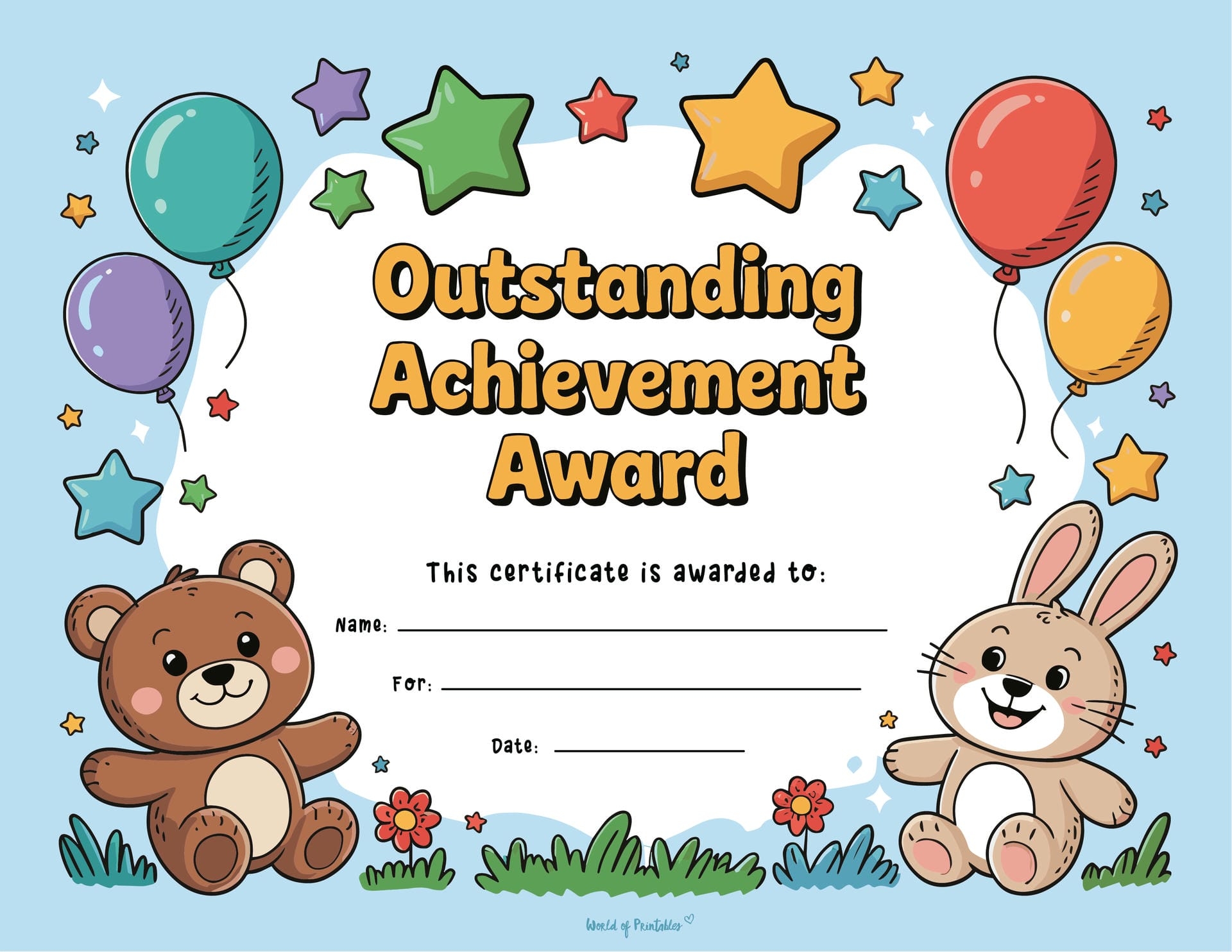 Free Printable Certificate Of Achievement Templates For Kids World Of Printables