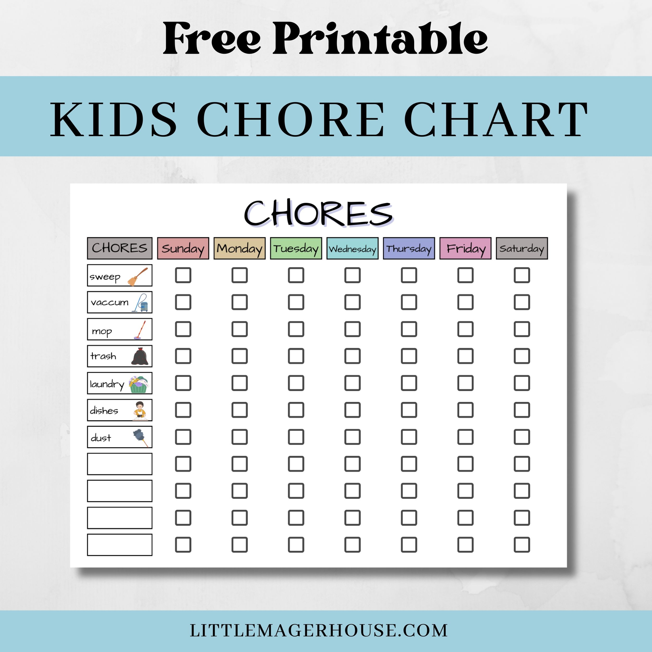 Free Printable Chore Chart For Kids With Pictures Little Mager House Free Printable Chore Chart For Kids With Pictures Little Mager House