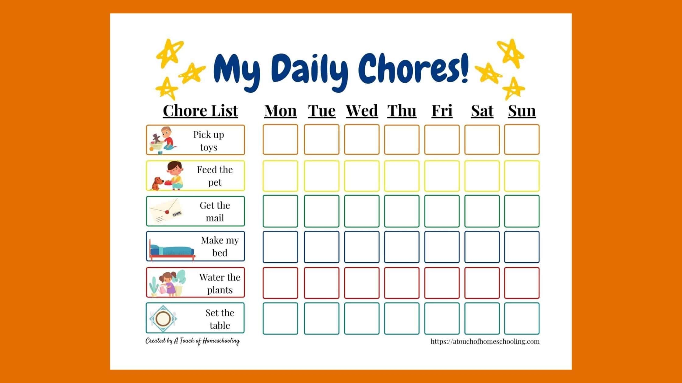Free Printable Chore Chart For Toddlers Start Teaching Responsibility