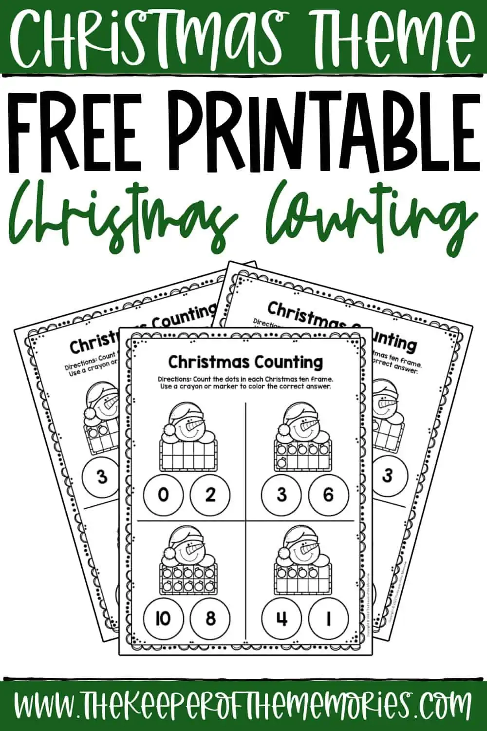 Free Printable Christmas Counting Worksheets The Keeper Of The Memories