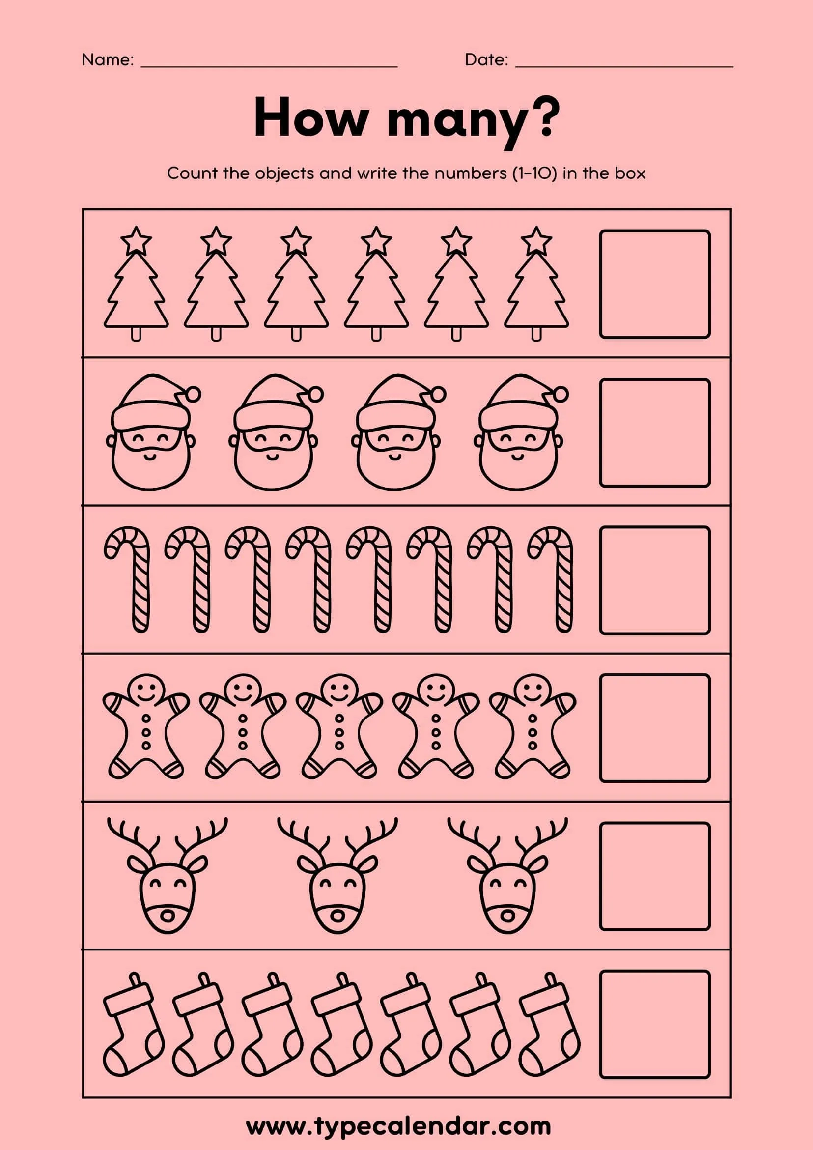 Free Printable Christmas Worksheets Templates Preschool Kindergarten 