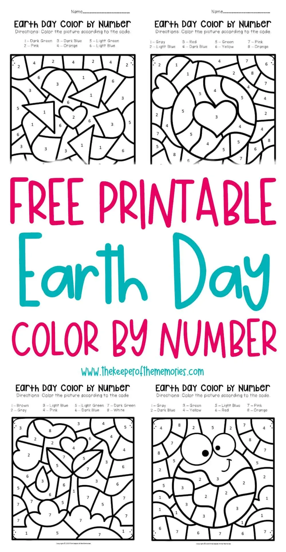 Free Printable Color By Number Earth Day Preschool Worksheets The Keeper Of The Memories