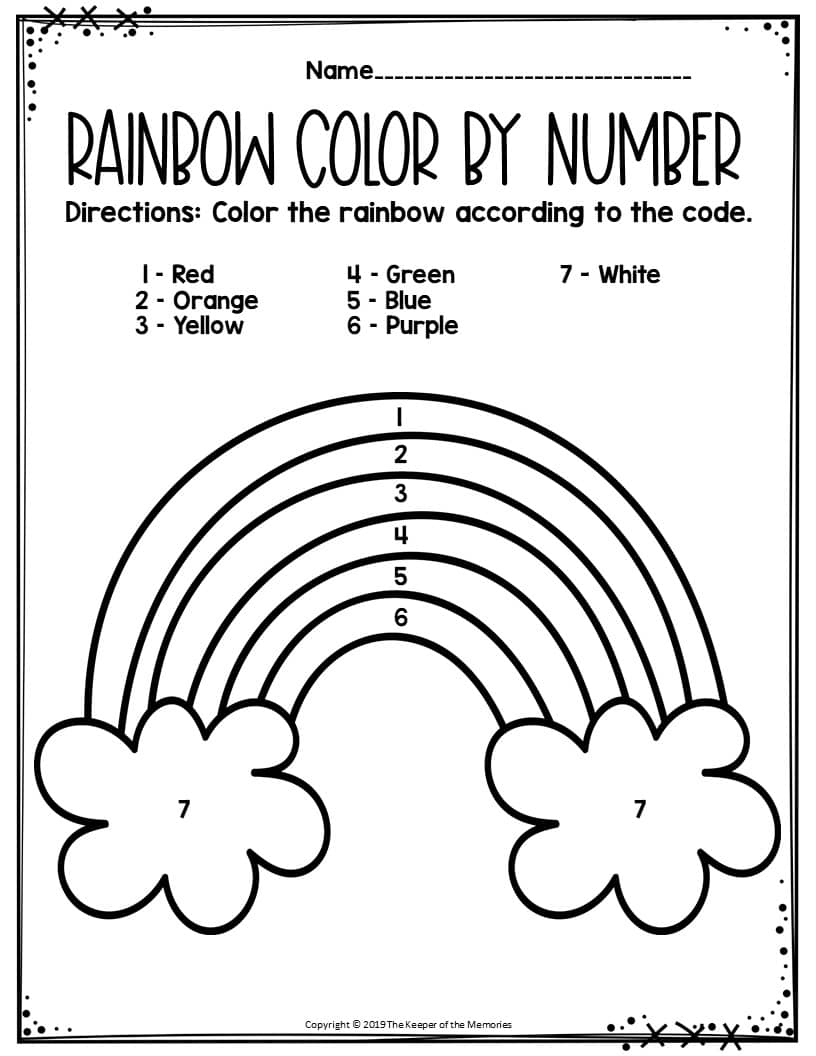 Free Printable Color By Number Rainbow Preschool Worksheet The Keeper Of The Memories Free Printable Color By Number Rainbow Preschool Worksheet The Keeper Of The Memories