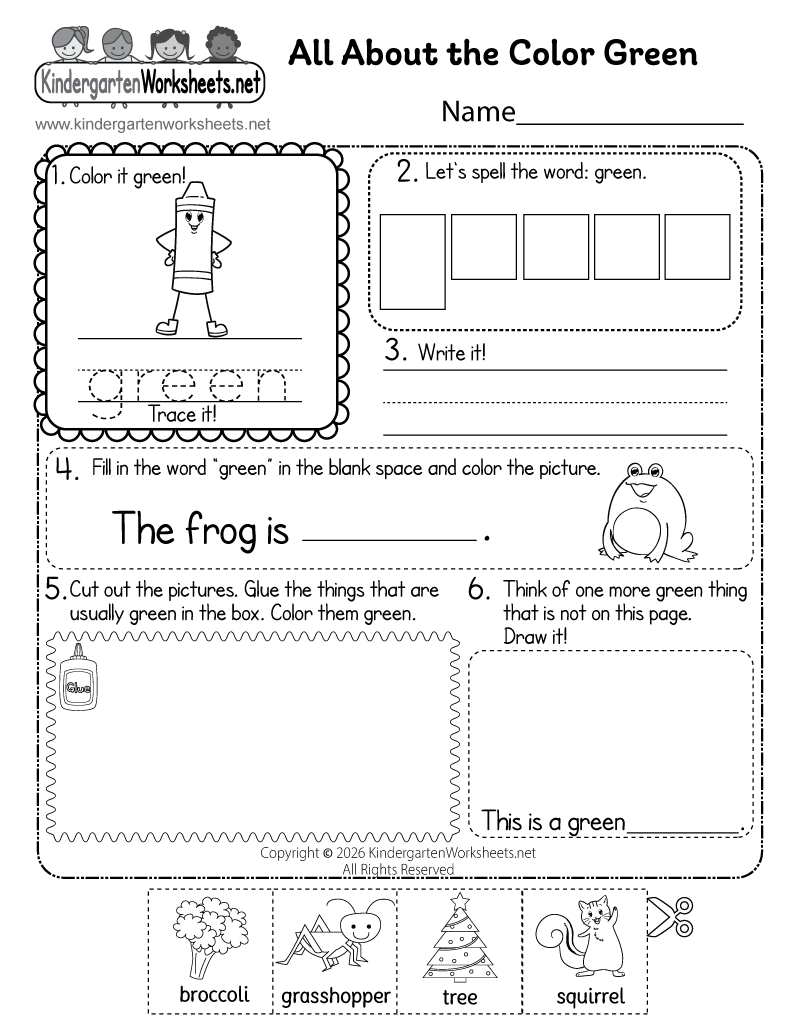 Free Printable Color Green Worksheet