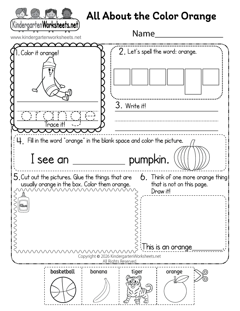 Free Printable Color Orange Worksheet