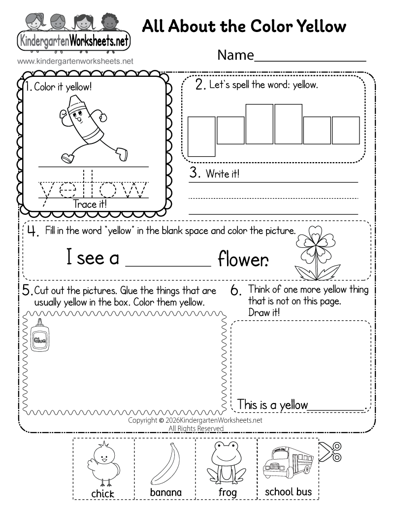 Free Printable Color Yellow Worksheet