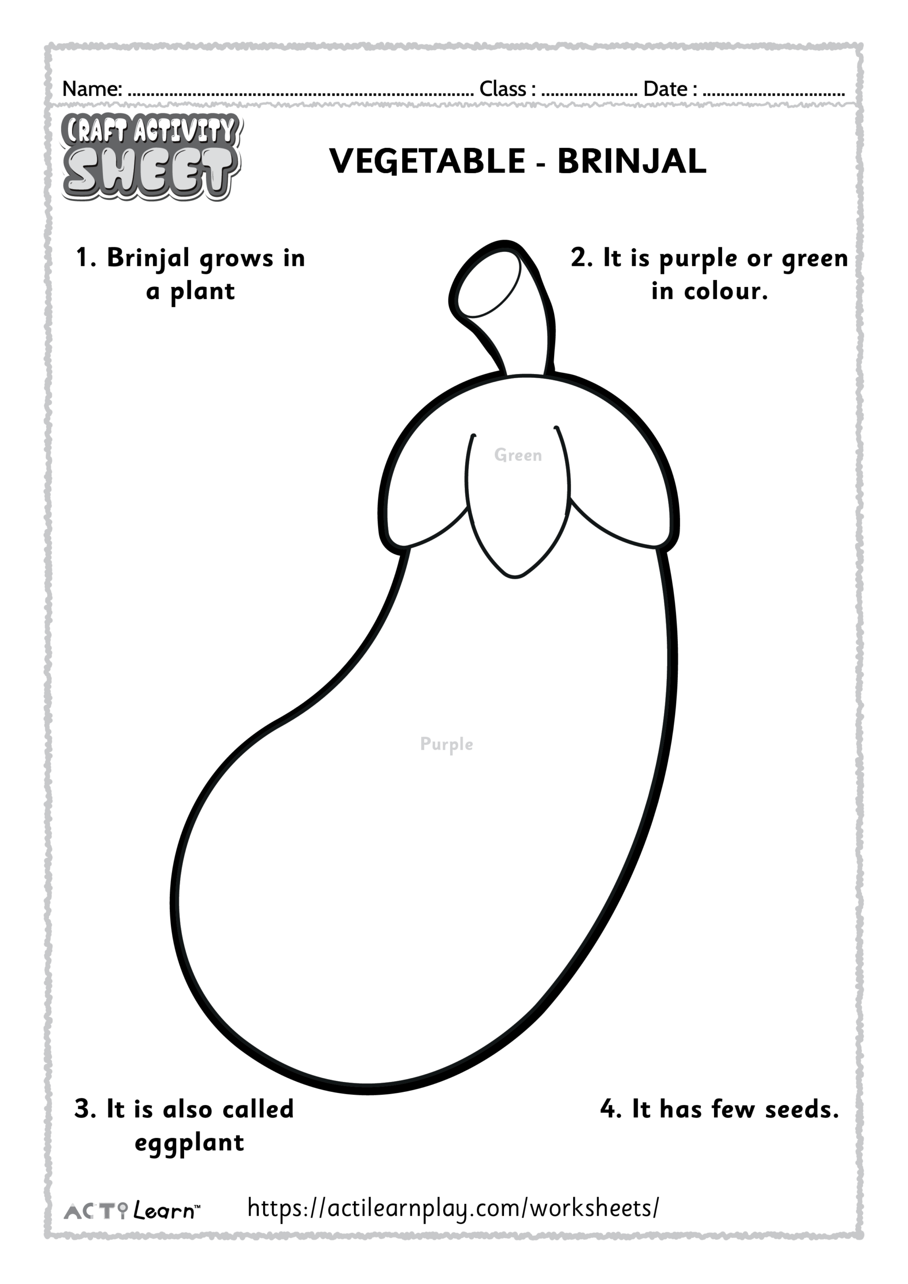 Free Printable Coloring Pages For Kids Brinjal Eggplant