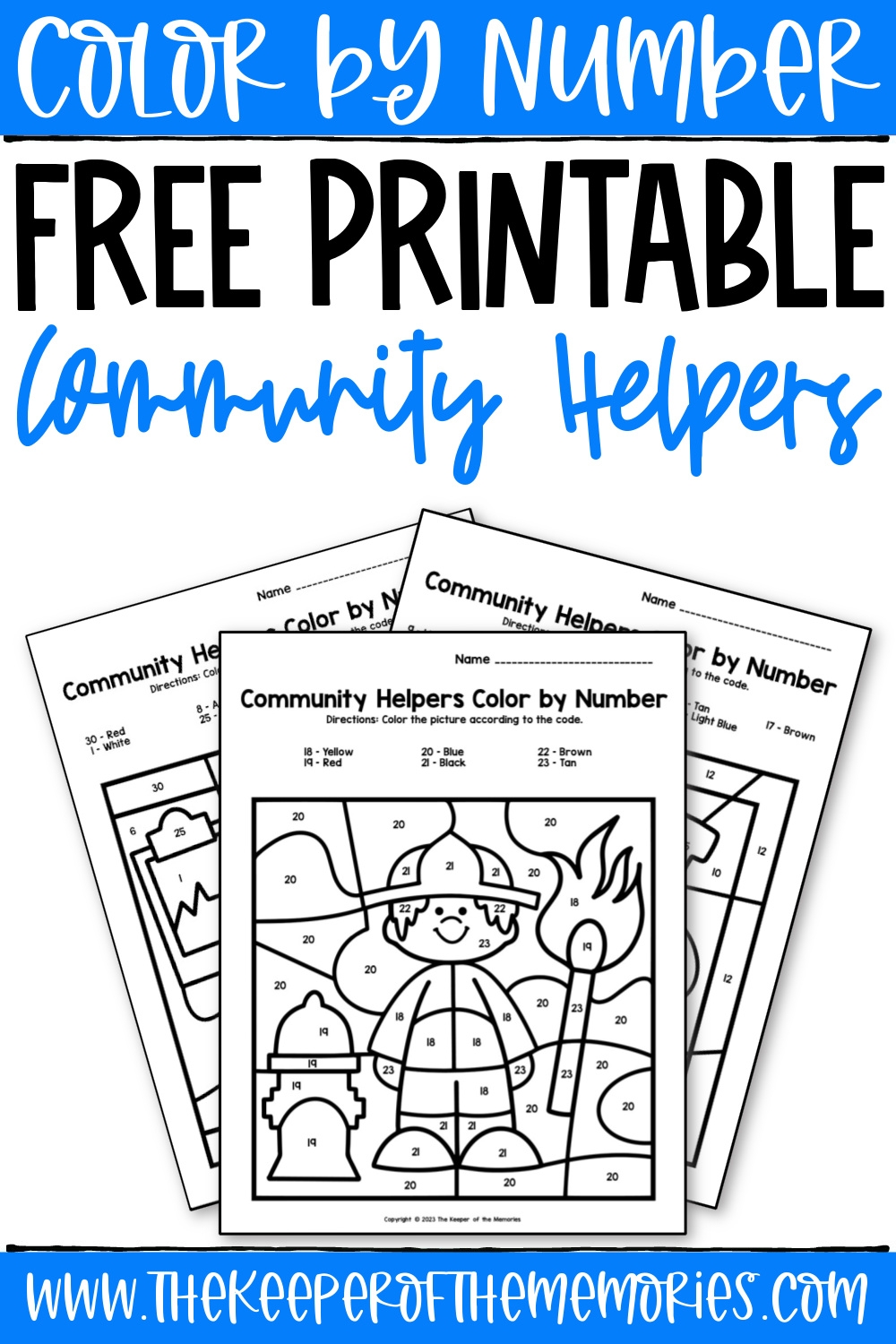 Free Printable Community Helpers Color By Number Free Printable Community Helpers Color By Number
