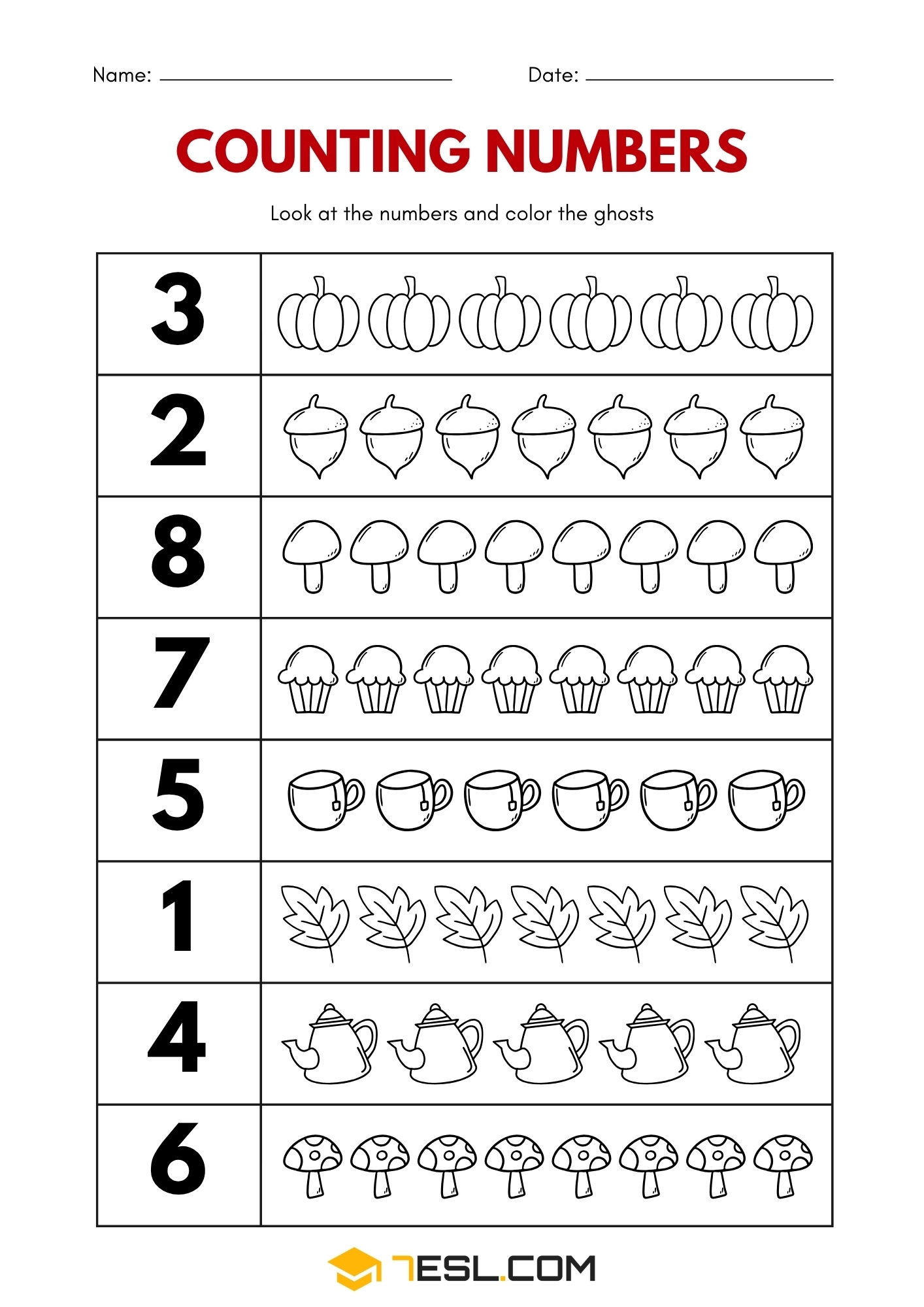 Free Printable Counting Numbers Worksheets For Kids PDF 7ESL