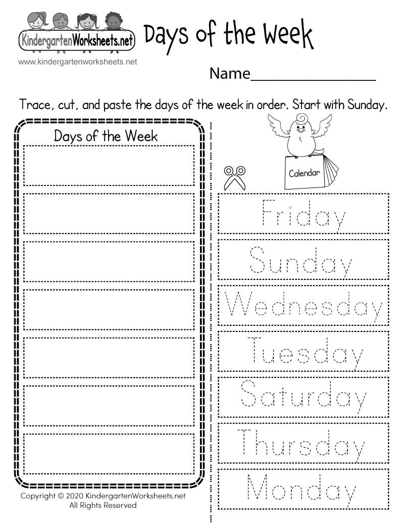 Free Printable Days Of The Week Worksheet