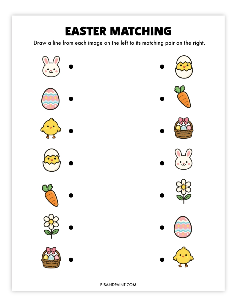 Free Printable Easter Matching Worksheet Pjs And Paint Free Printable Easter Matching Worksheet Pjs And Paint