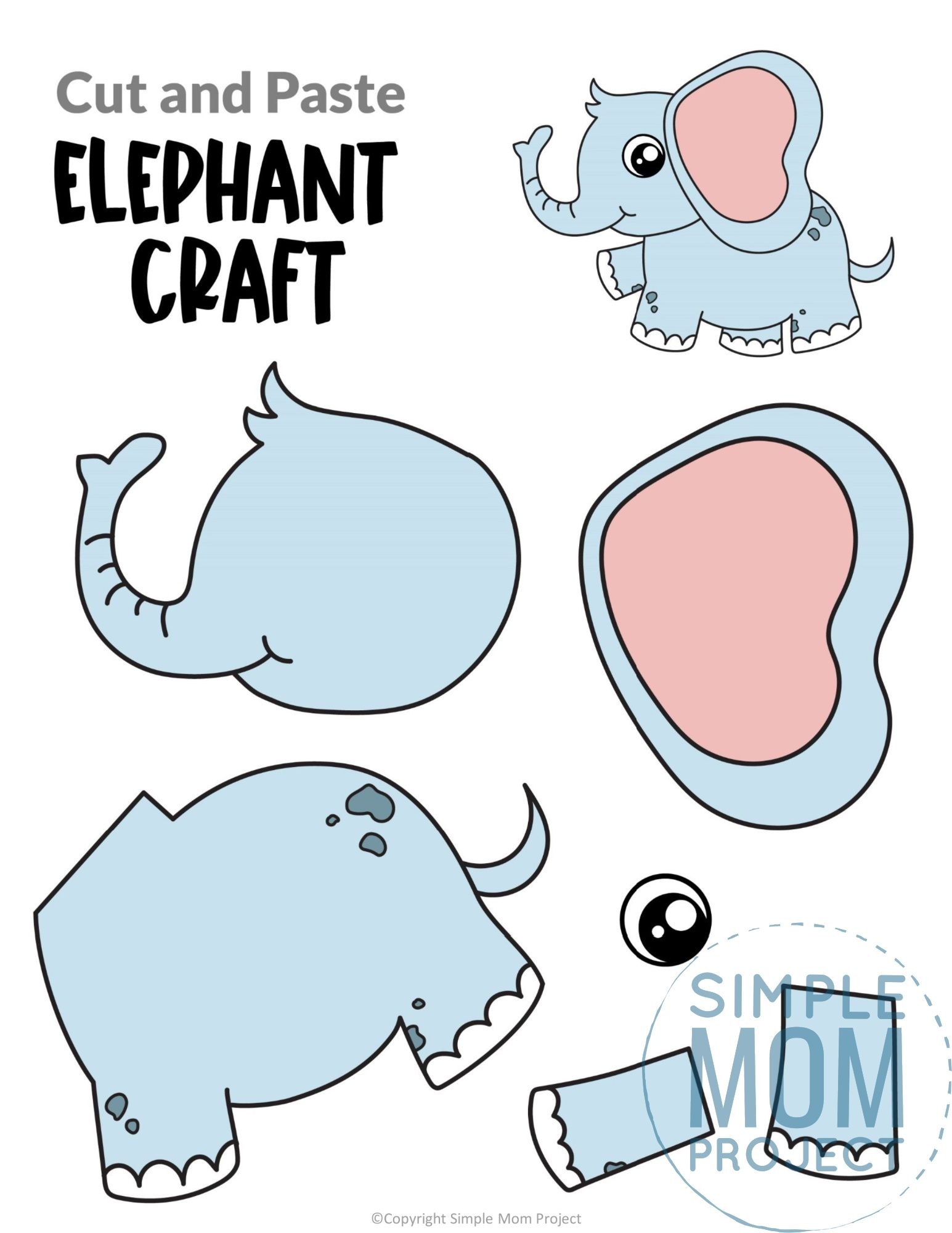Free Printable Elephant Craft Template Easy Activity For Kids Simple Mom Project Free Printable Elephant Craft Template Easy Activity For Kids Simple Mom Project