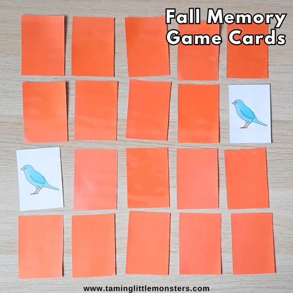 Free Printable Fall Memory Game Cards Taming Little Monsters