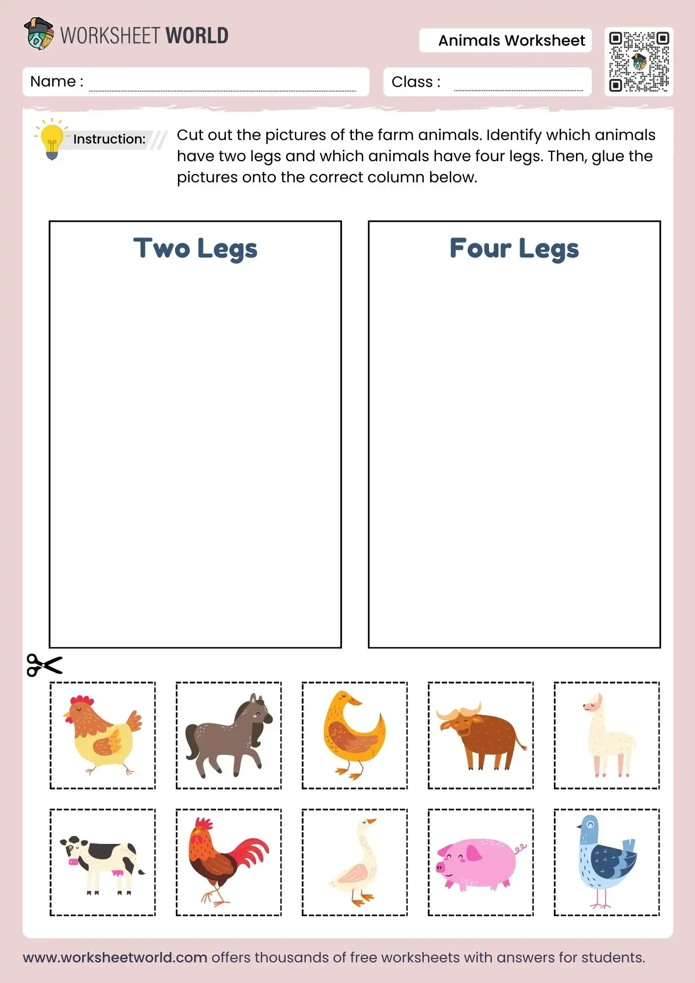 Free Printable Farm Animals Worksheet PDF Worksheet World